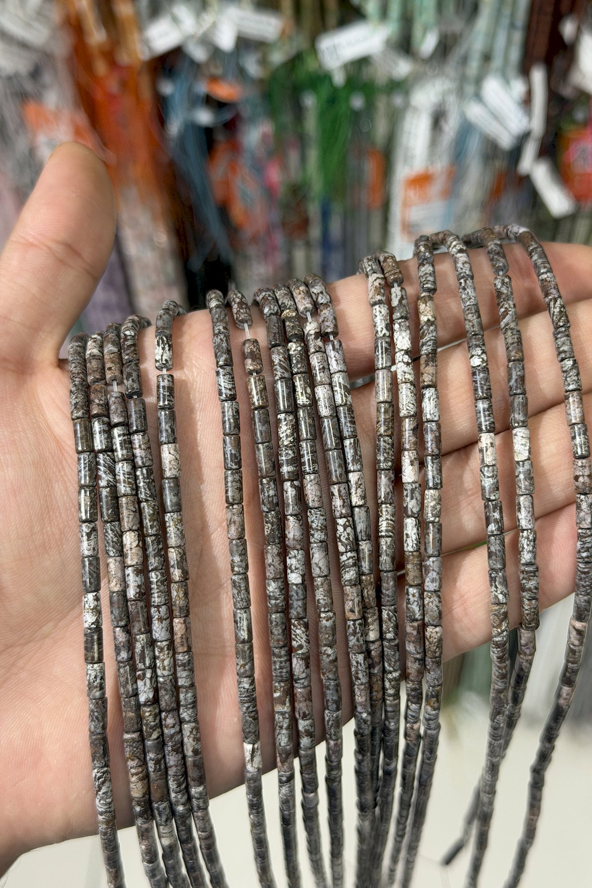 Jasper Taşı Silindir Kesim Parlak 3x6mm Doğal Taş Dizi [AA]