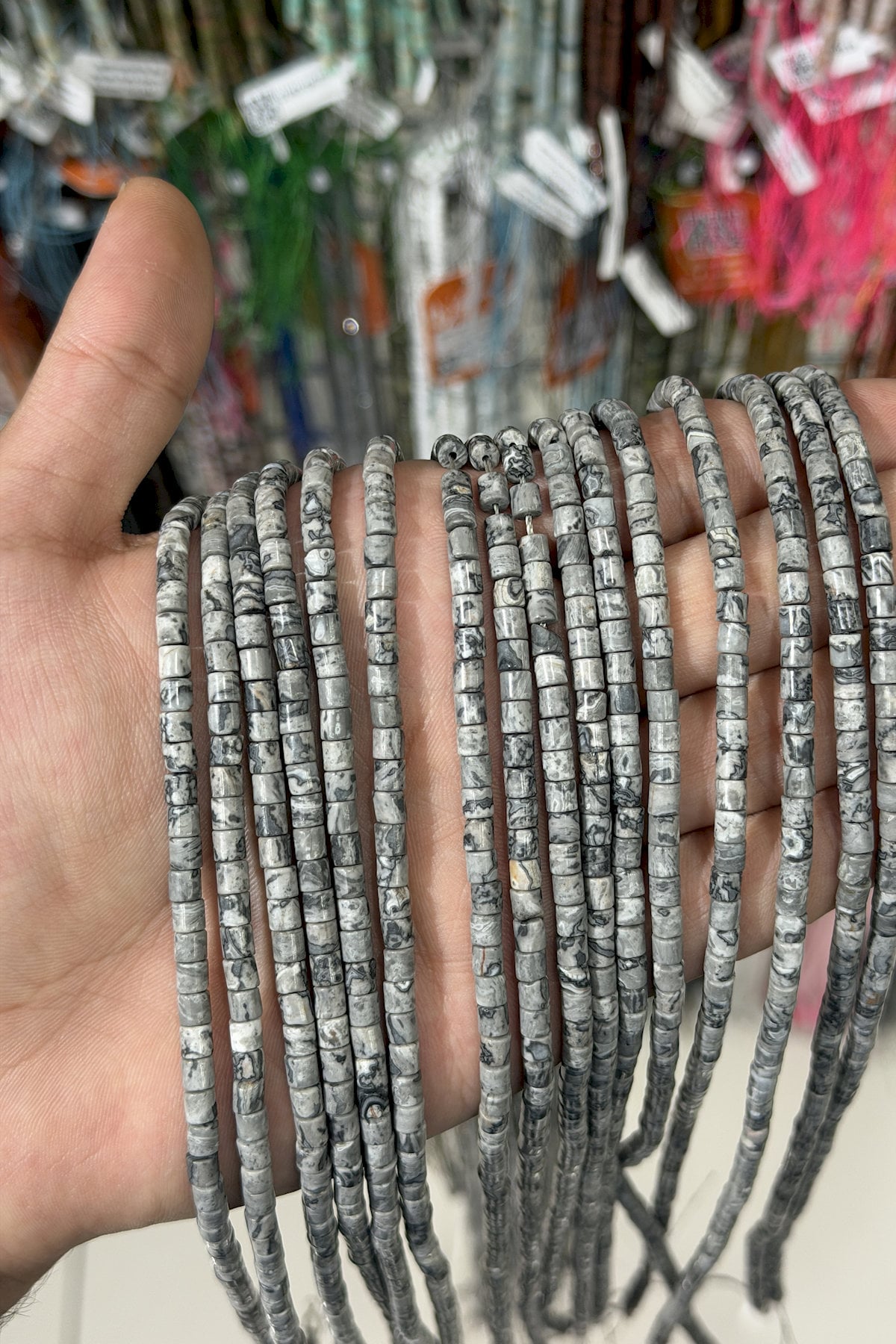 Jasper Taşı Silindir Kesim Parlak 4x4mm Doğal Taş Dizi [AA]