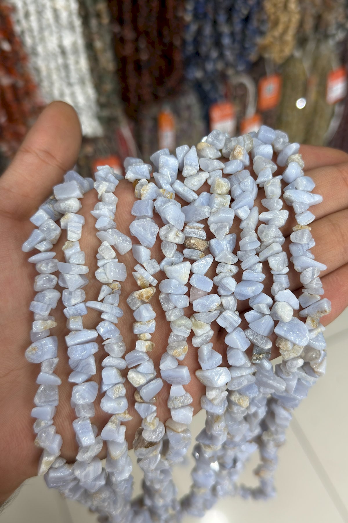 Chalcedony Natural Broken Stone Shiny 5x8mm String Of Beads