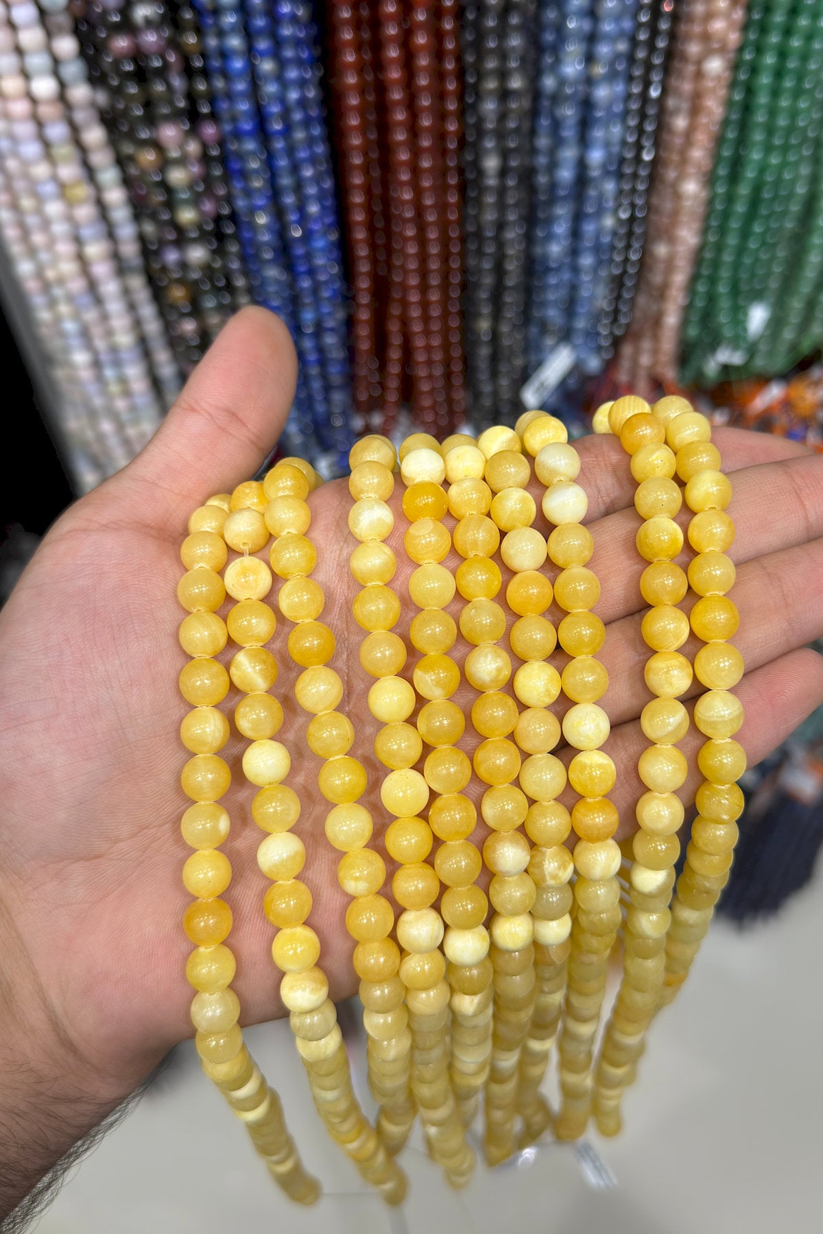 Calcite Natural Stone Globe Cut 8mm String Of Beads