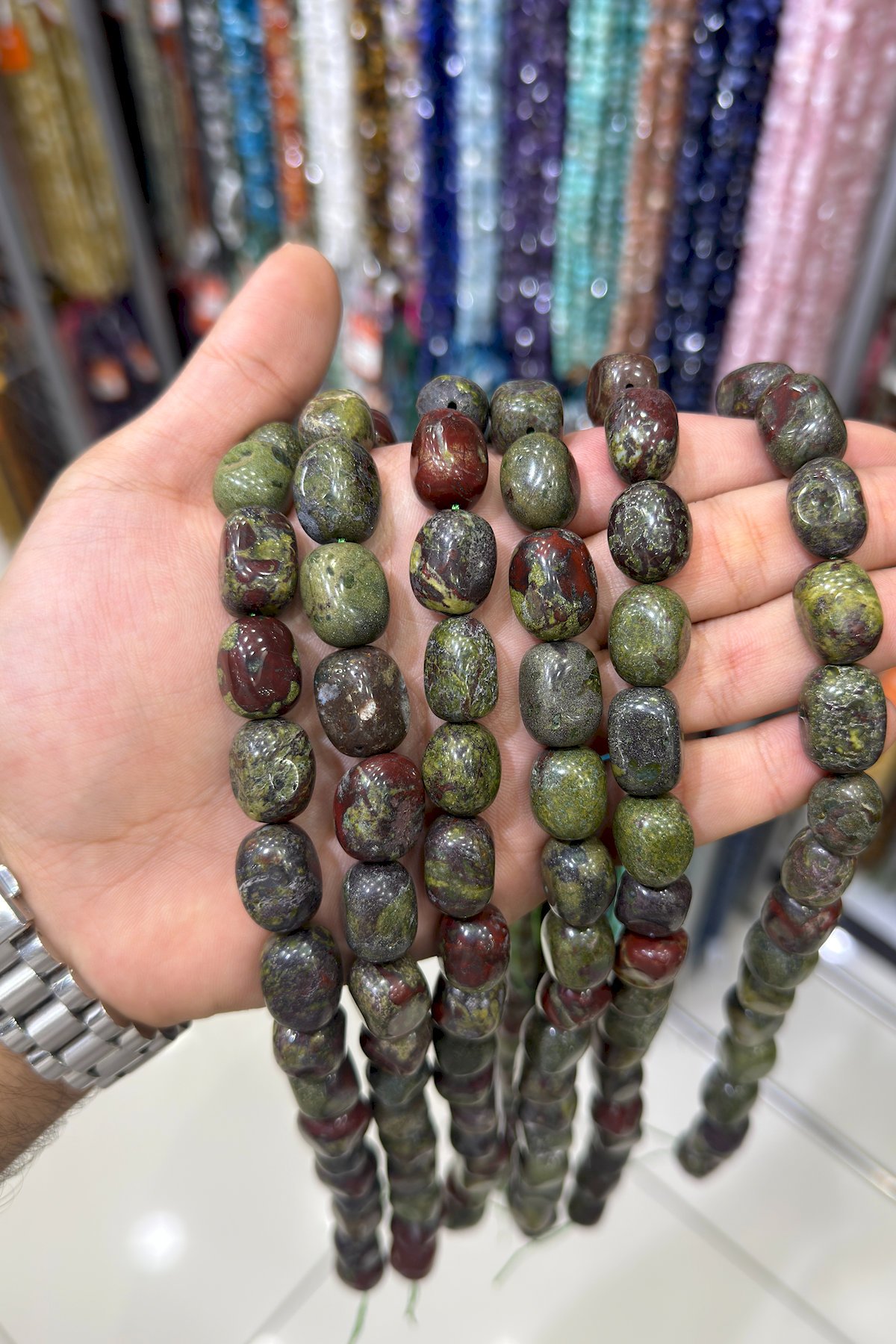 Kan Taşı Dikdörtgen Kesim Parlak Yeşil 13x18mm Doğal Taş Dizi [AA]