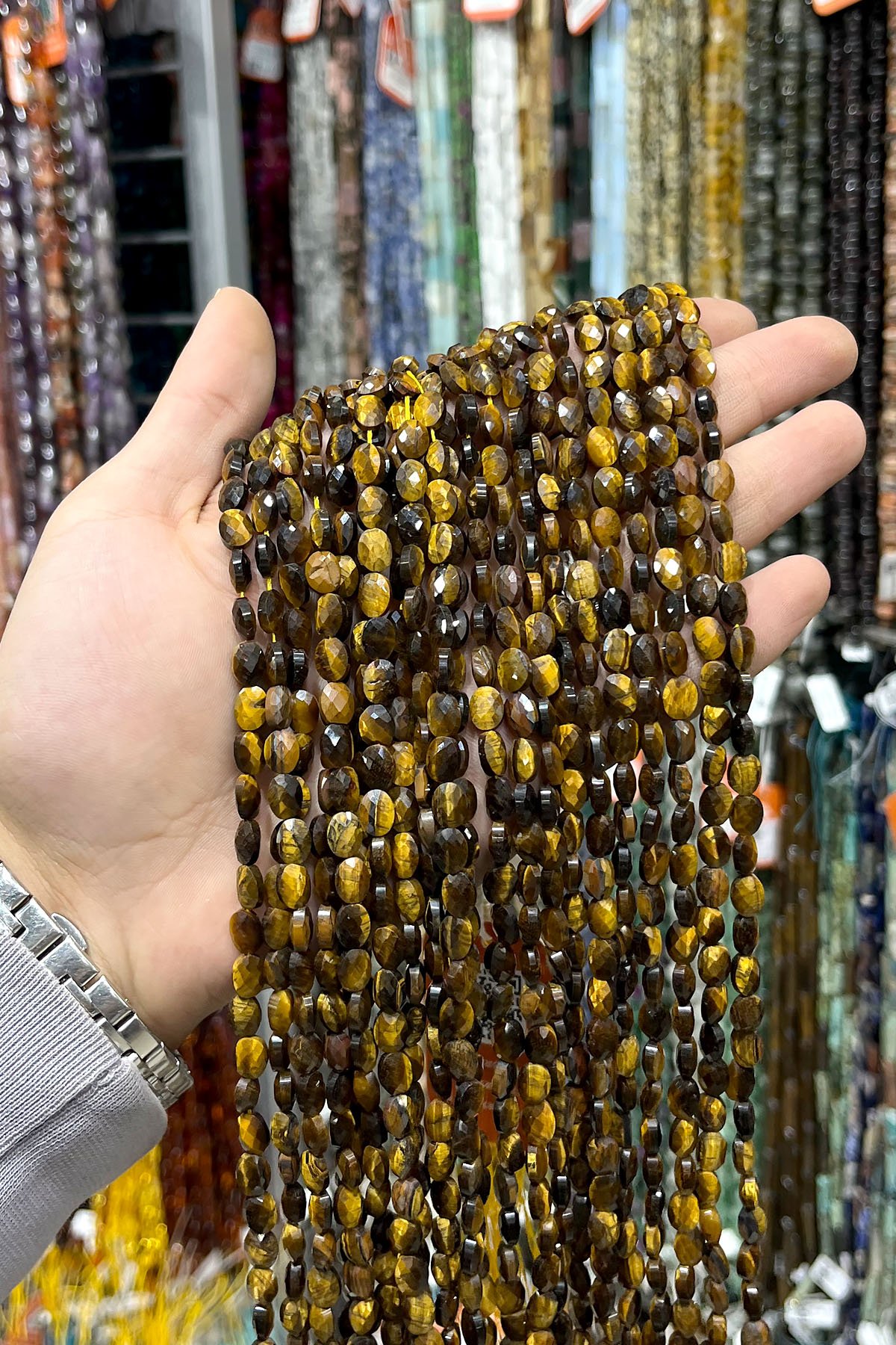 Kaplan Gözü Doğal Taş 6x8mm Dizi