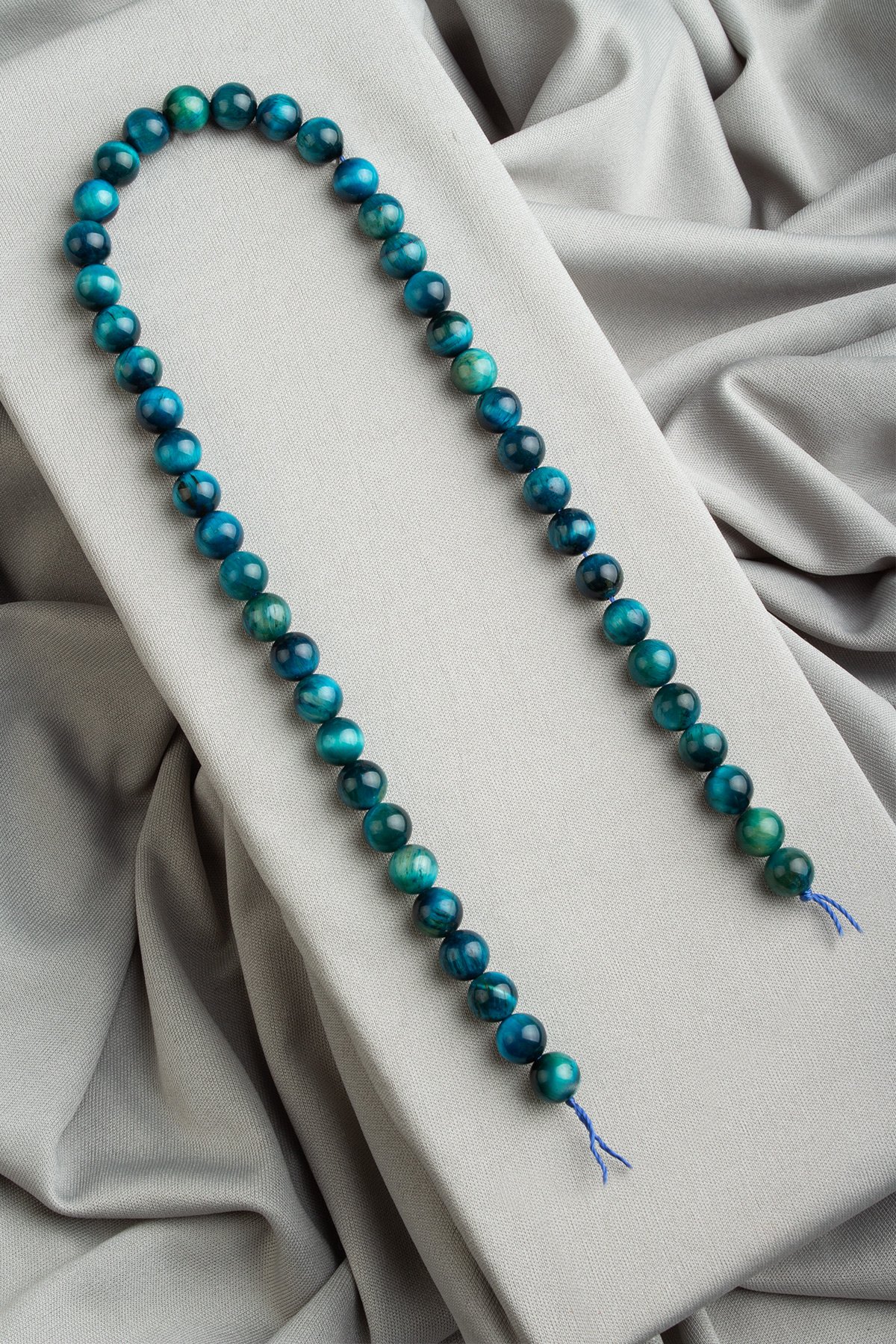 Kaplan Gözü Doğal Taş Parlak Mavi Küre Kesim 8mm Dizi [AA]