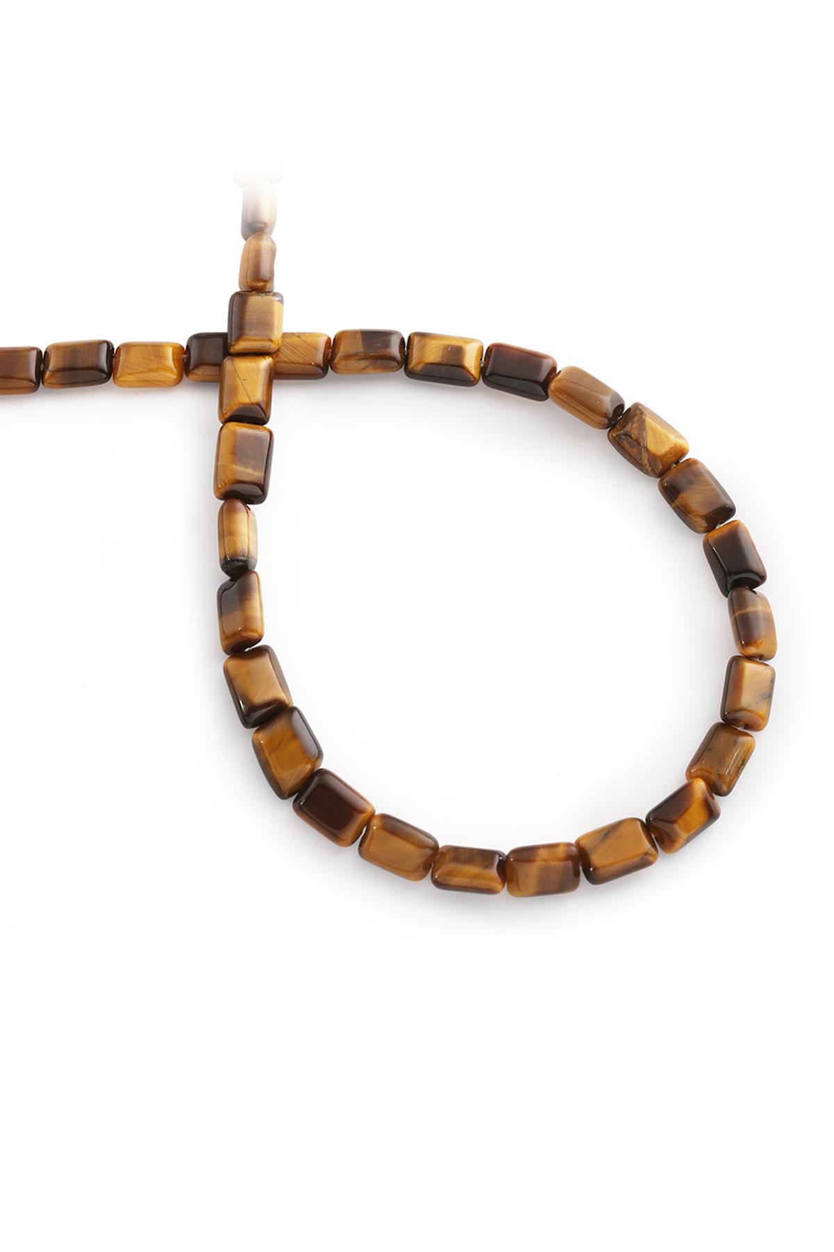 Tiger Eye Natural Stone Flat Rectangular Cut 6x8mm String Of Beads