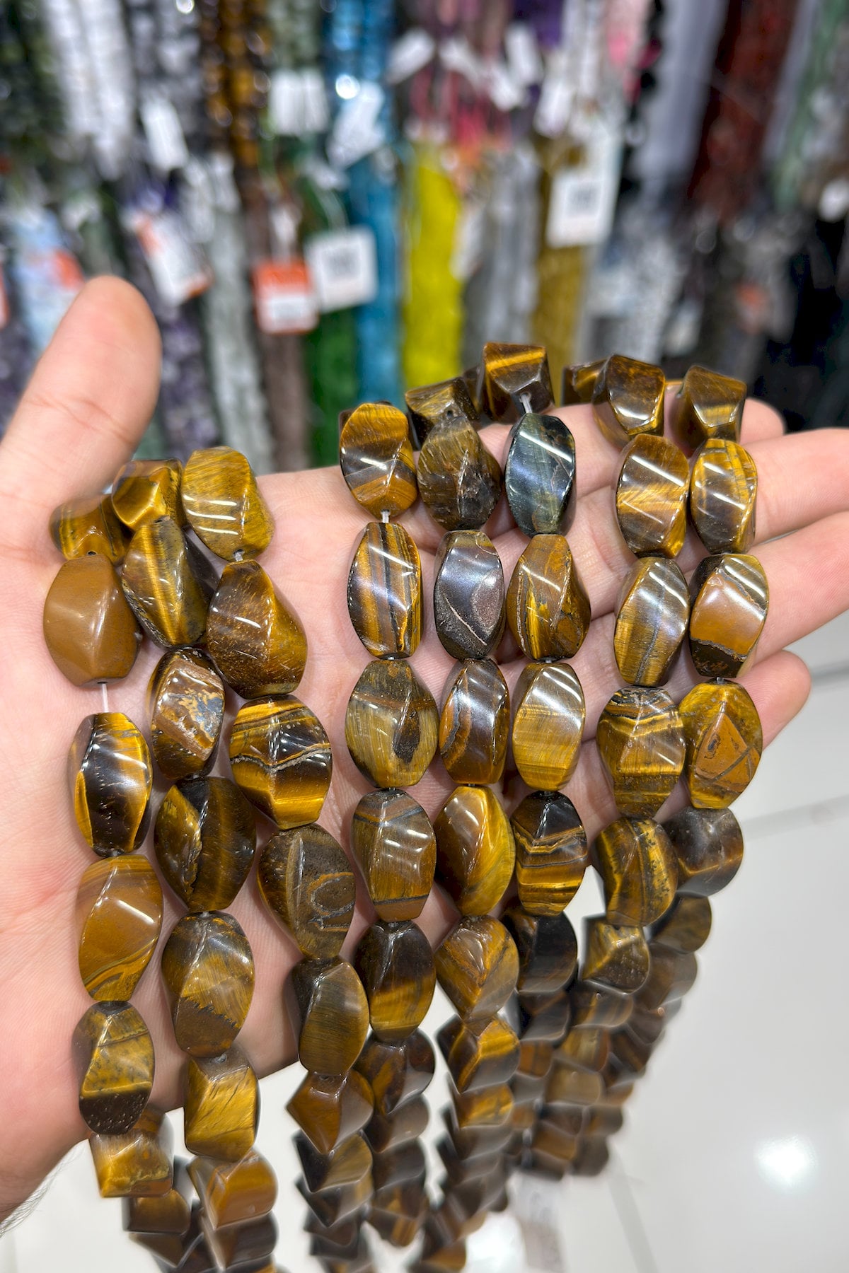 Kaplan Gözü Doğal Taş Burma Kesim 15x20mm Dizi