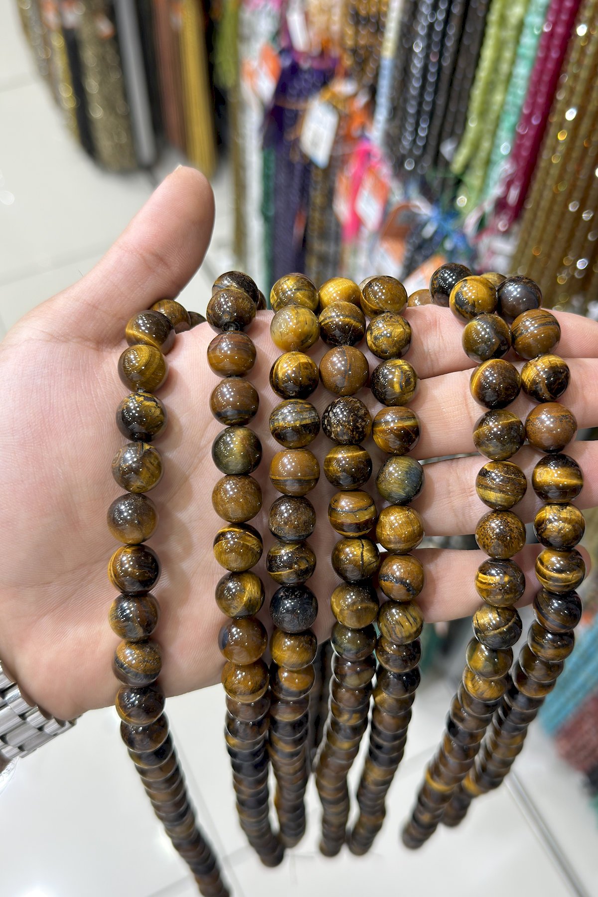 Kaplan Gözü Taşı Küre Kesim 12mm Doğal Taş Dizi [AB]
