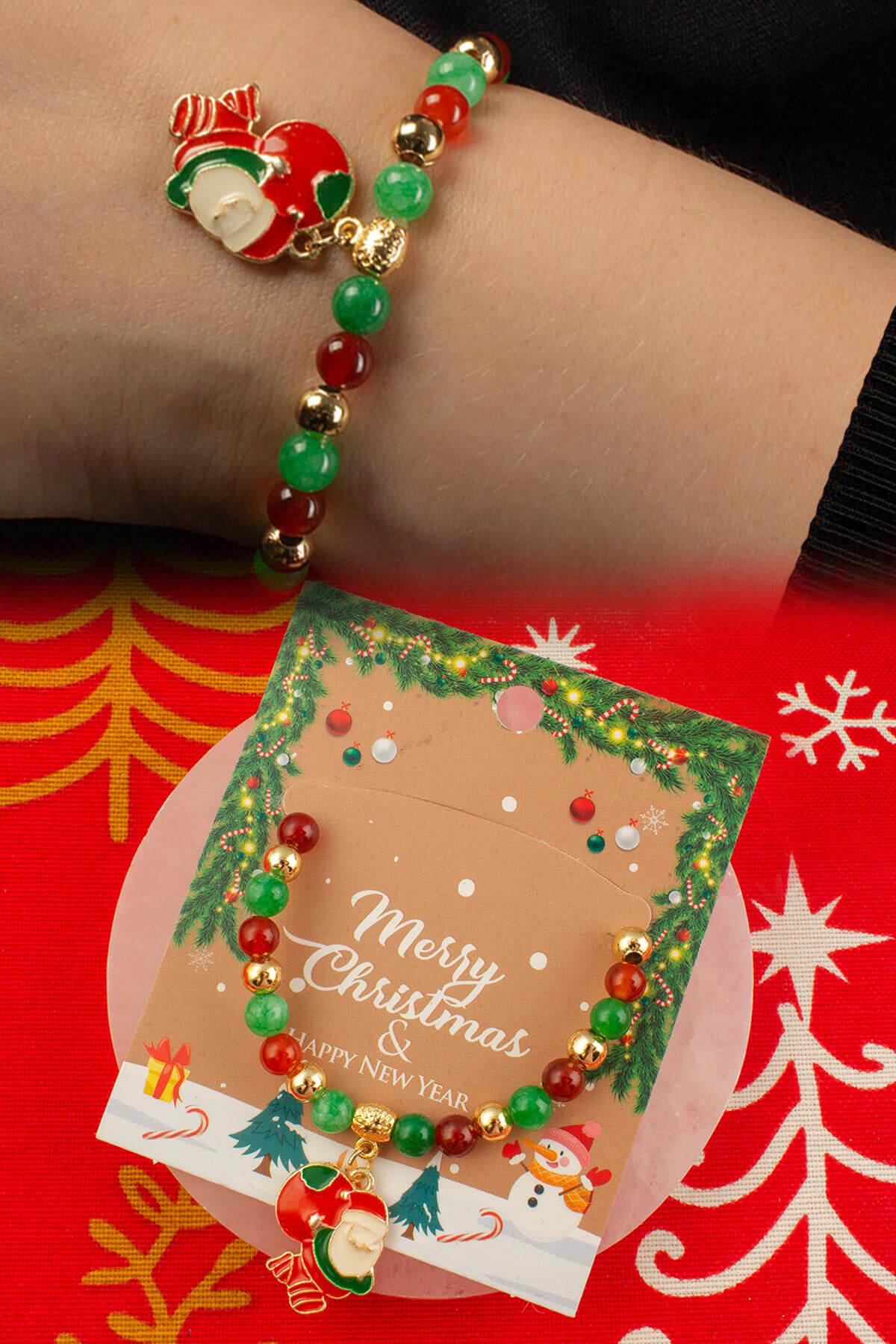 Karışık Doğal Taş Küre Kesim Yılbaşı Bileklik