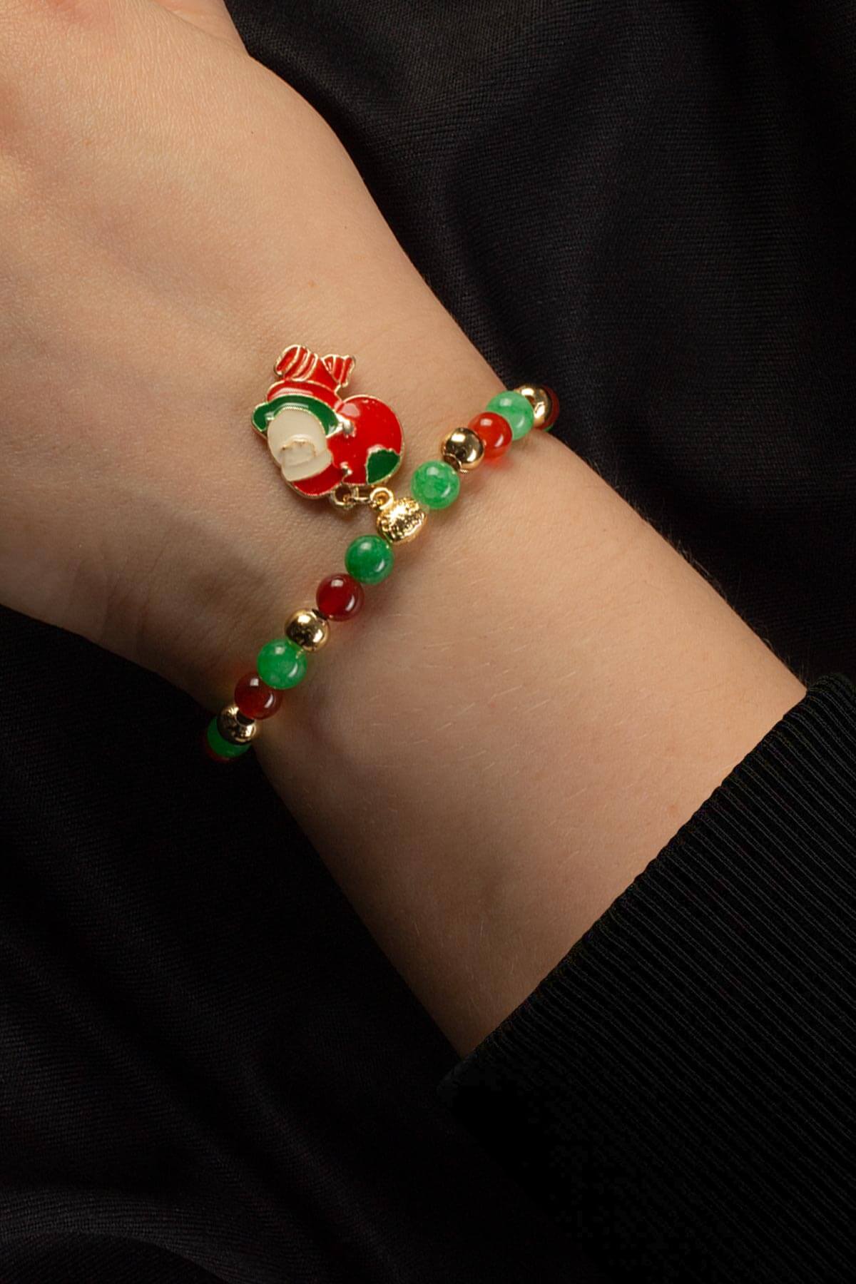 Karışık Doğal Taş Küre Kesim Yılbaşı Bileklik