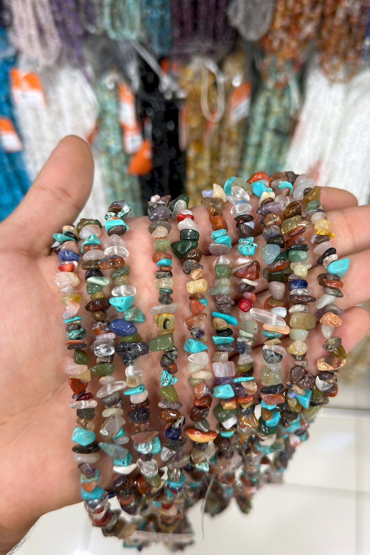 Karışık Doğal Kırık Taş Parlak 5x8mm Dizi