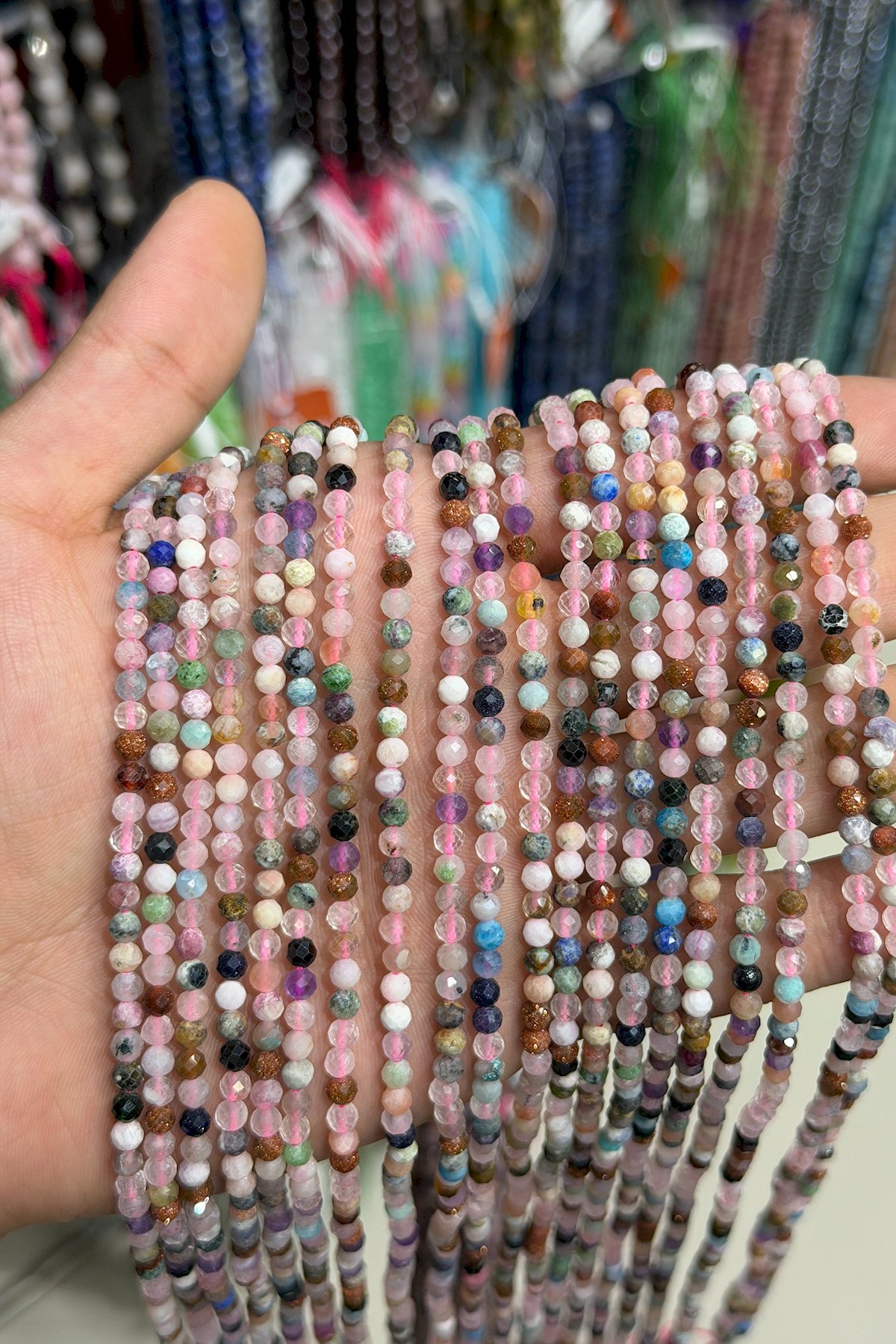 Karışık Küre Kristal Kesim Parlak 4mm Doğal Taş Dizi [AA]
