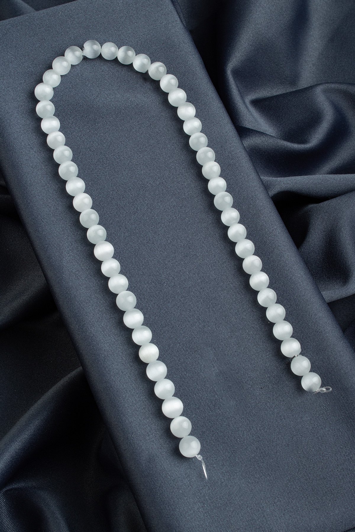 Kedi Gözü Doğal Taş Parlak Gri Küre Kesim 8mm Dizi [B+]