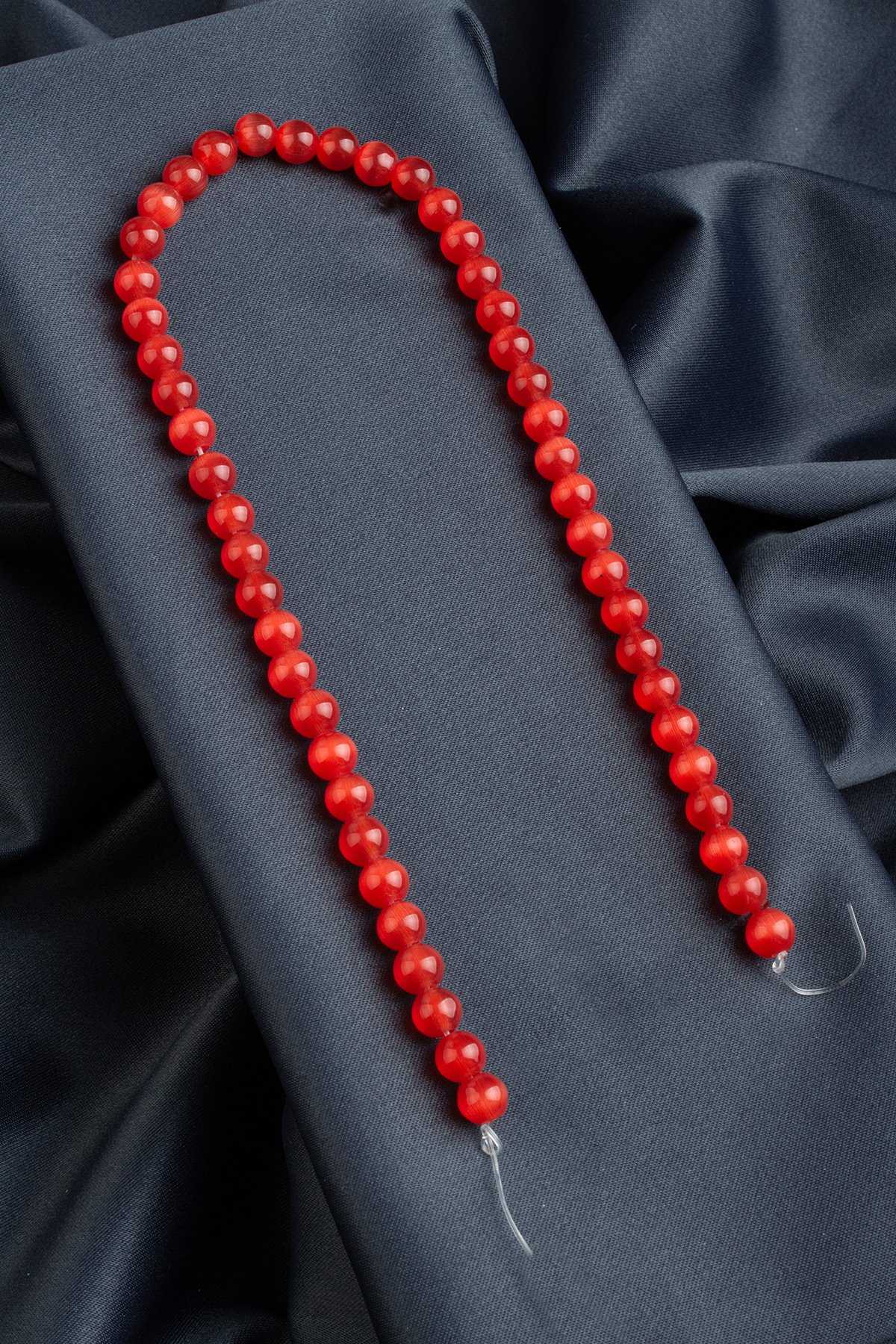 Kedi Gözü Doğal Taş Parlak Koyu Turuncu Küre Kesim 8mm Dizi [B+]