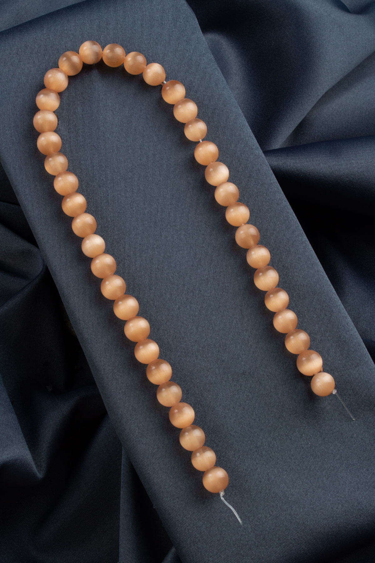 Kedi Gözü Doğal Taş Parlak Turuncu Küre Kesim 10mm Dizi [AB]