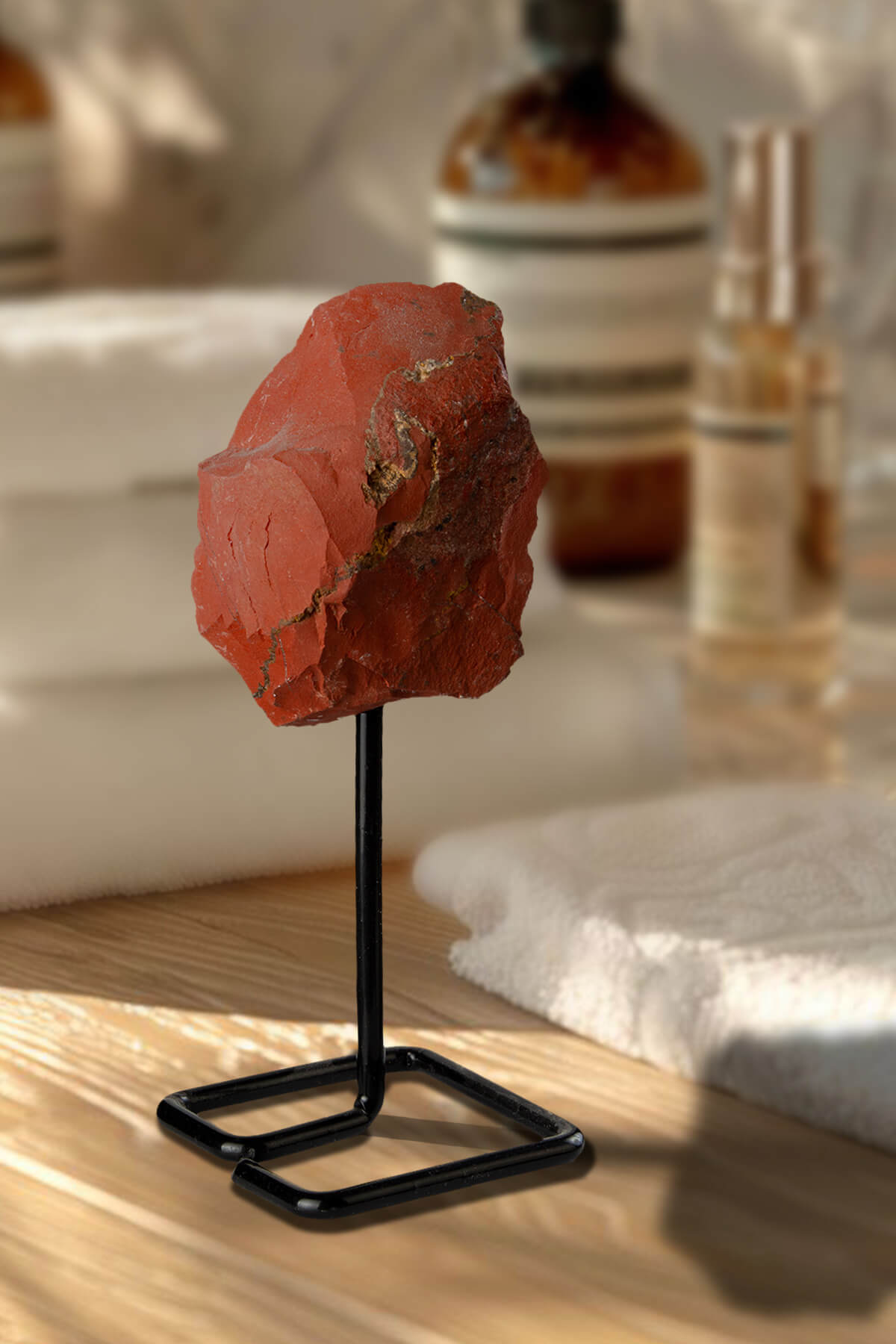 Kırmızı Jasper Taşı Ham Kütle Standlı Dekoratif Doğal Taş