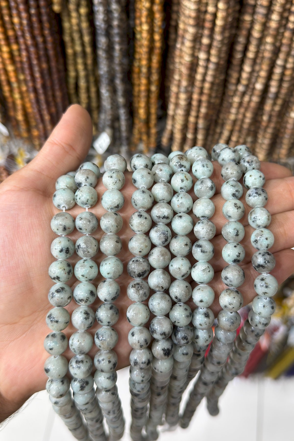 Kivi Jasper Doğal Taş Parlak Küre Kesim 10mm Dizi [Ab+]