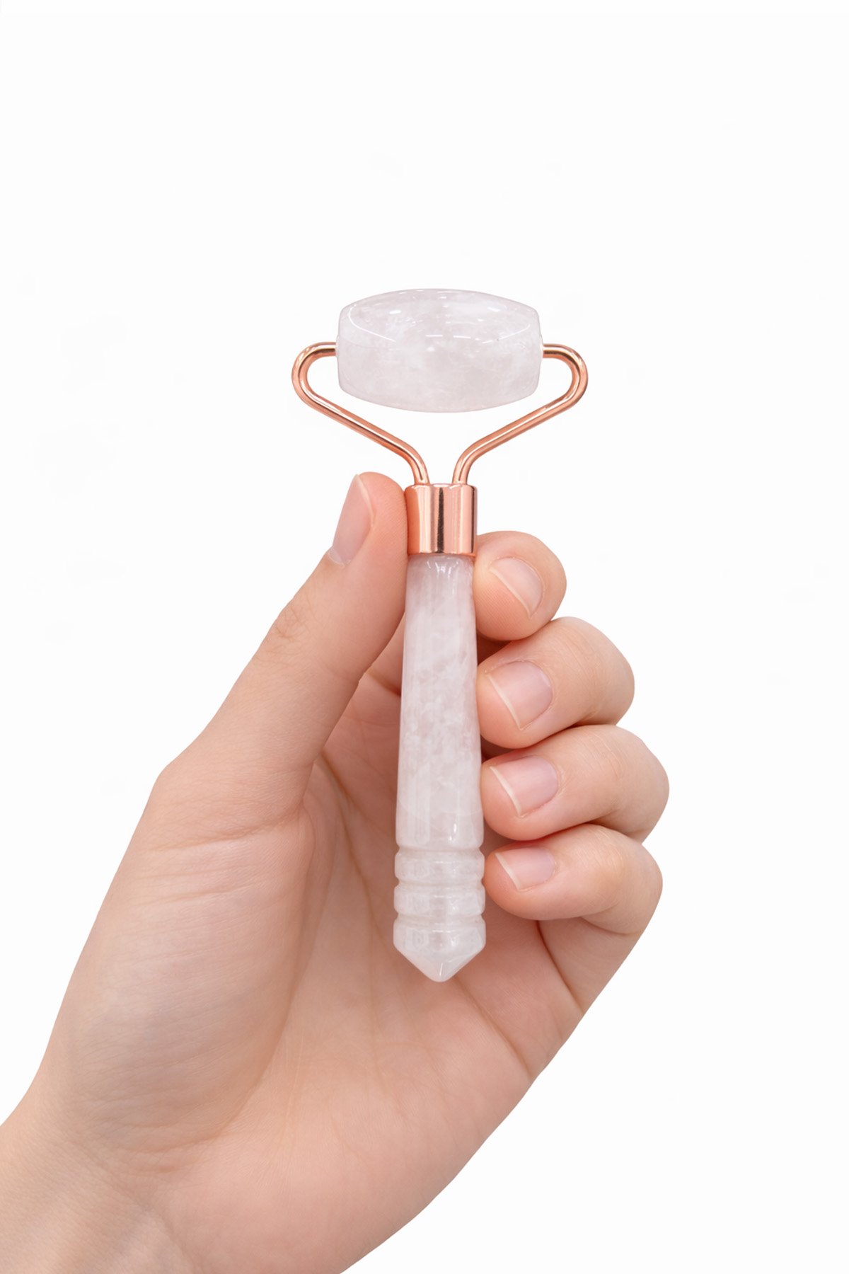 Kristal Kuvars Doğal Taş Altın Tek Taraflı Face Roller Masaj Aleti