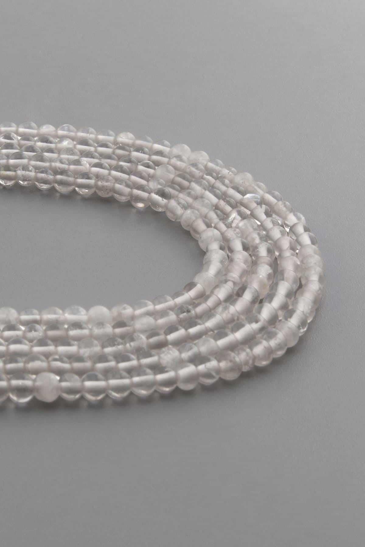 Kristal Kuvars Doğal Taş Parlak Küre Kesim 3mm Dizi [AB+]