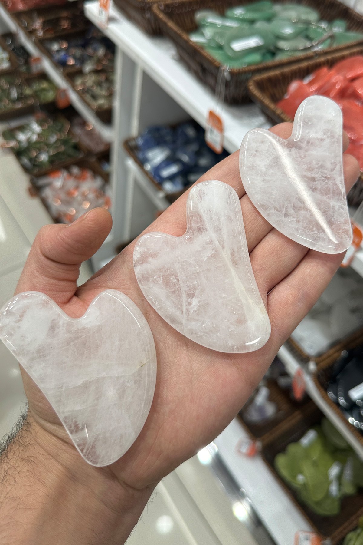 Kristal Kuvars Taşı Gua Sha Kalp Kesim Yüz Masaj Aleti