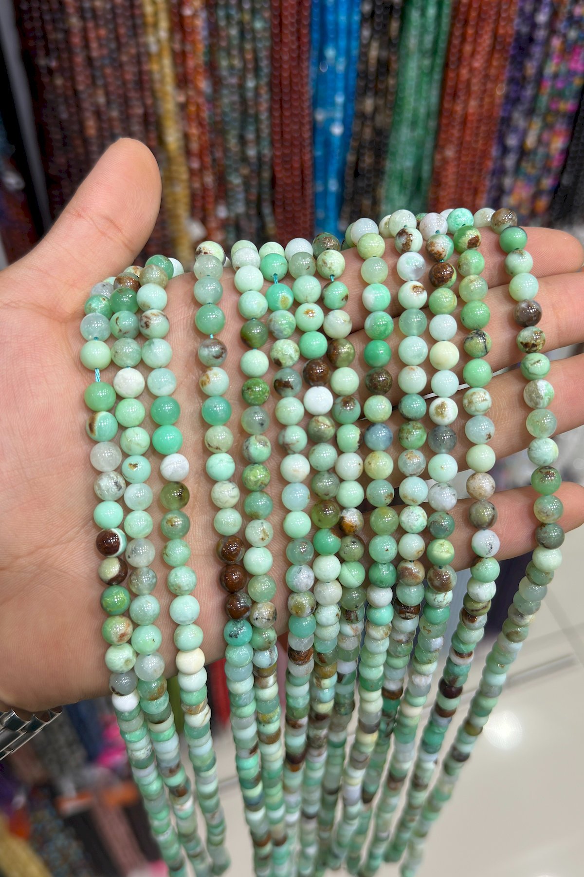 Krizopras Taşı Küre Kesim Parlak 6mm Doğal Taş Dizi [AA]