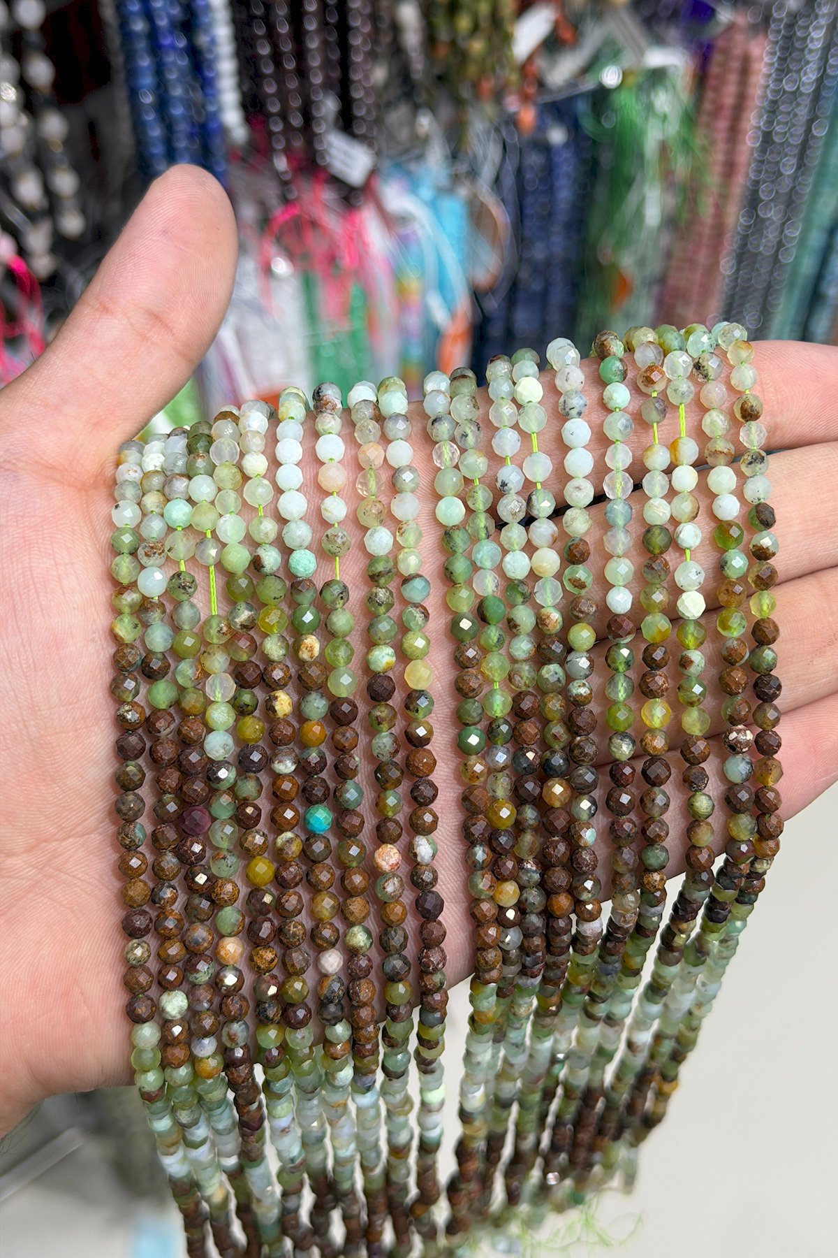 Krizopras Taşı Küre Kristal Kesim Parlak 4mm Doğal Taş Dizi [AA]