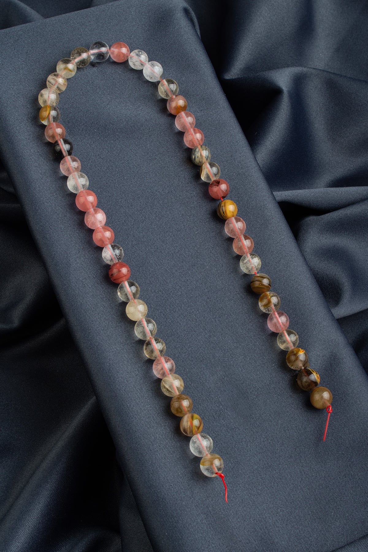 Quartz Natural Stone Shiny Mix Globe Cut 8mm String Of Beads