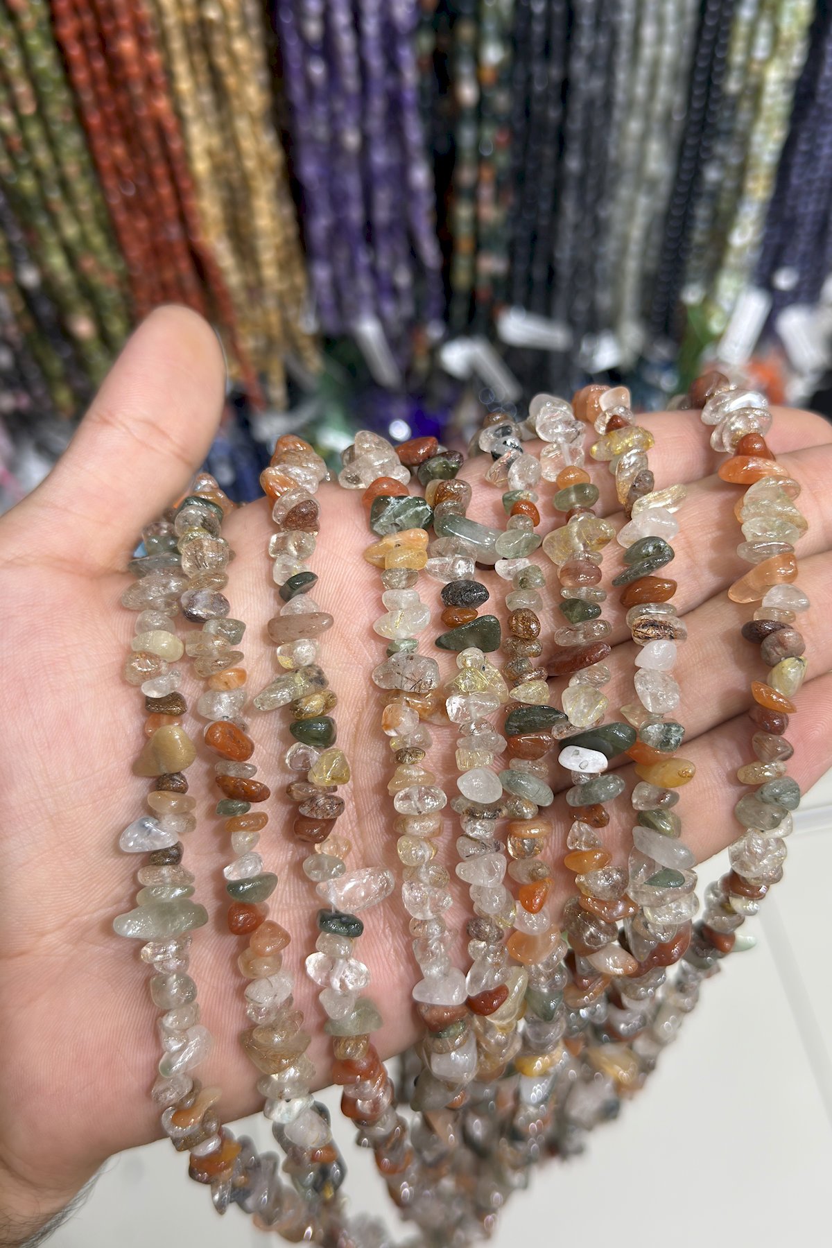 Quartz Natural Broken Stone Shiny Mix 5x8mm String Of Beads