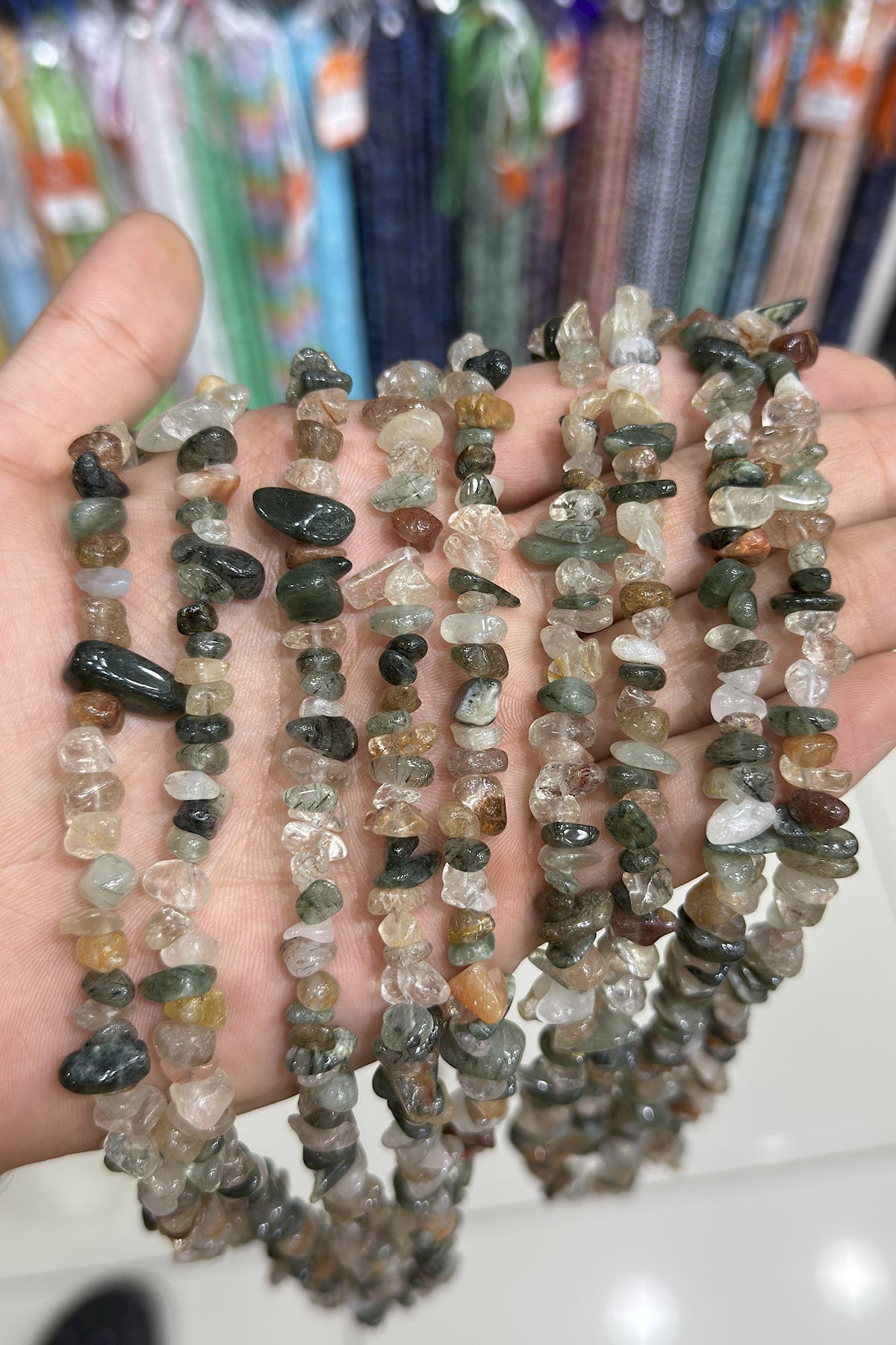 Quartz Natural Broken Stone Shiny Mix 5x8mm String Of Beads