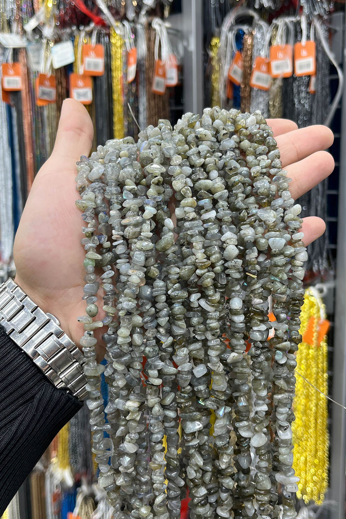 Labradorit Doğal Kırık Taş Orta Boy 5x8mm Dizi