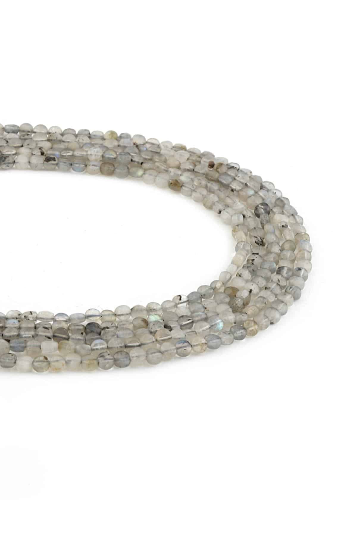 Labradorite Natural Stone Circle Facet Cut 4mm String Of Beads