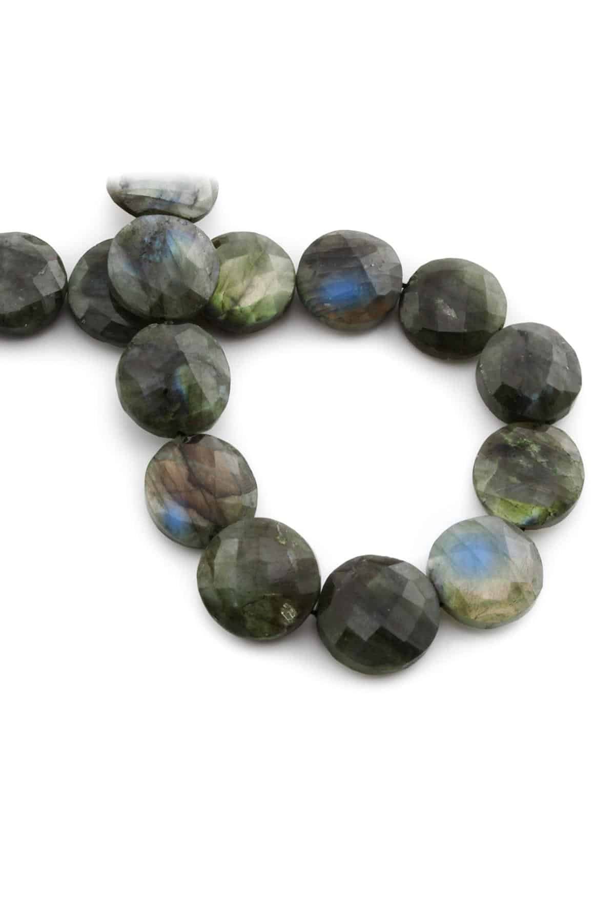 Labradorite Natural Stone Circle Crystal Cut 18x7mm String Of Beads [AA]