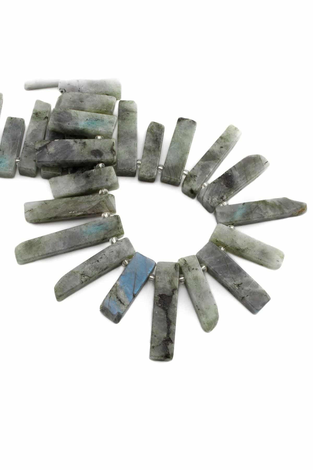 Labradorite Natural Stone Rectangular Cut 10x40mm String Of Beads