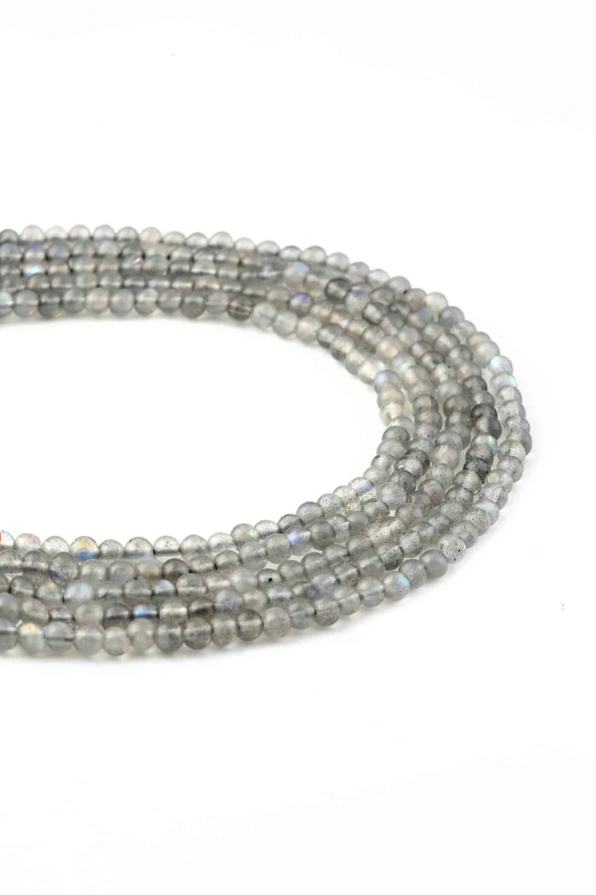 Labradorite Natural Stone Globe Cut 4mm String Of Beads [AA]