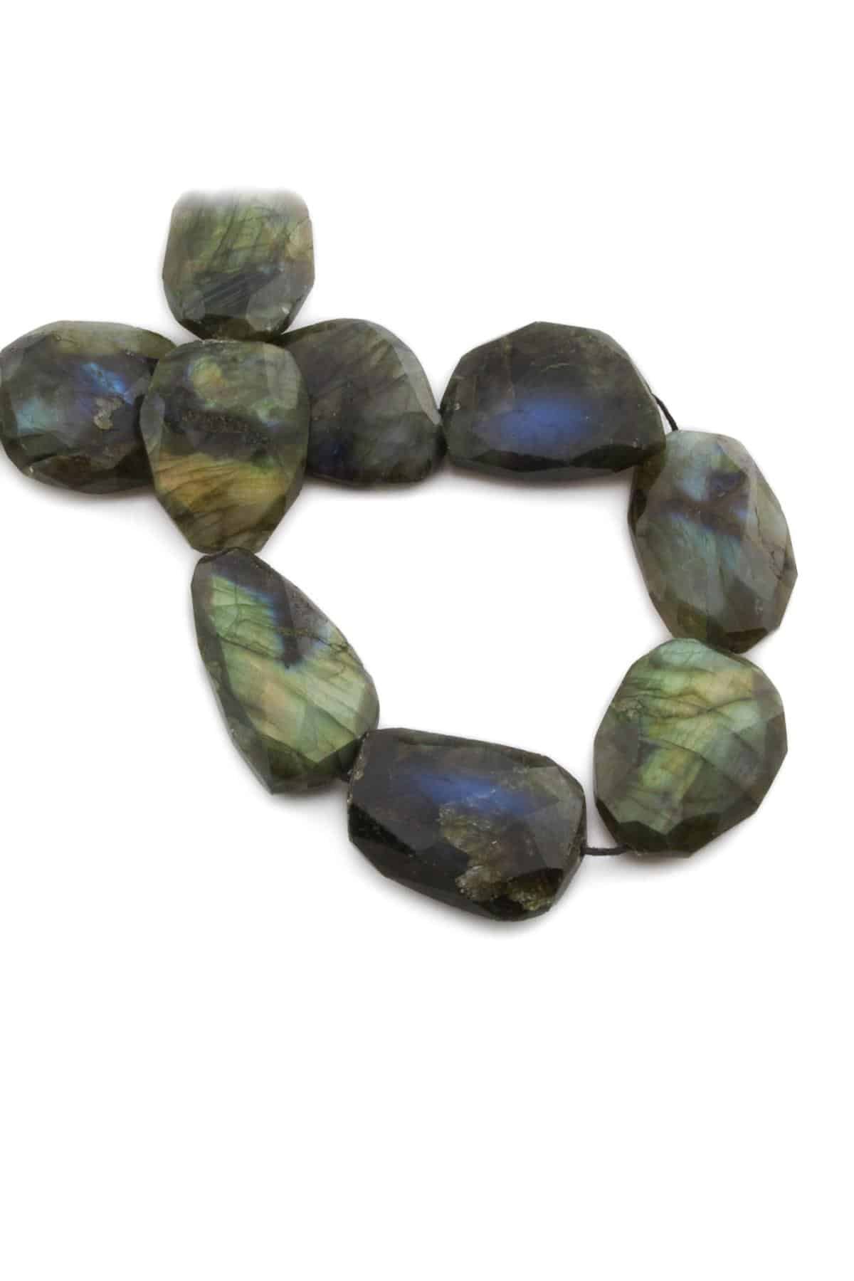 Labradorite Natural Stone Oval Crystal Cut 20x30mm String Of Beads [AA]
