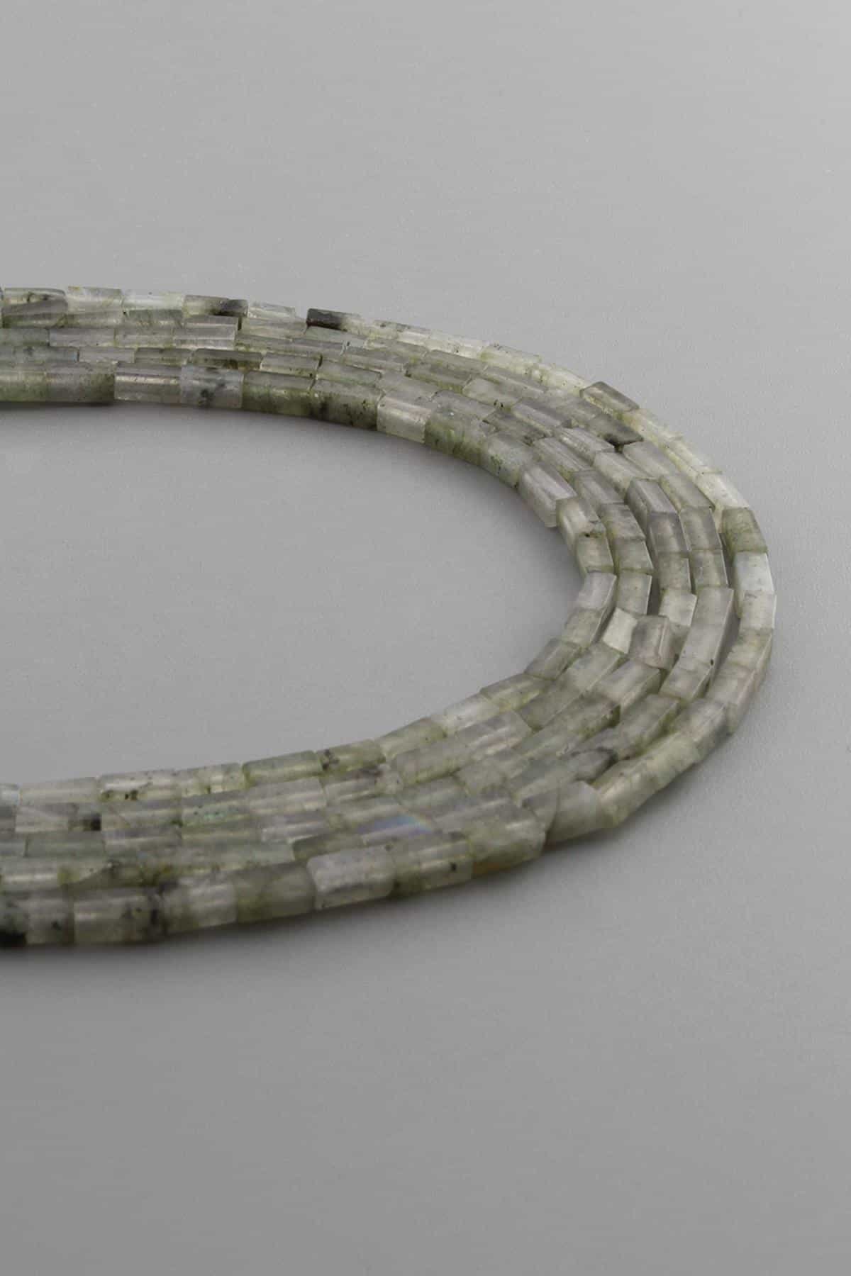 Labradorite Natural Stone Shiny Rectangular Cut 2x4mm String Of Beads