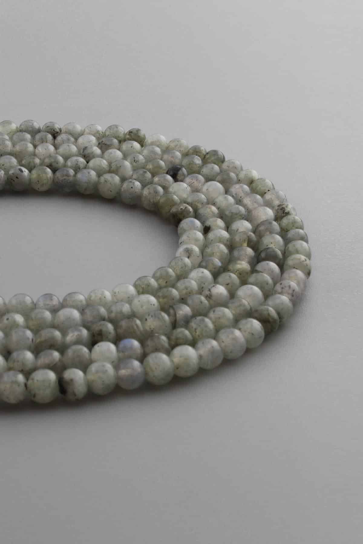 Labradorite Natural Stone Shiny Globe Cut 4mm String Of Beads