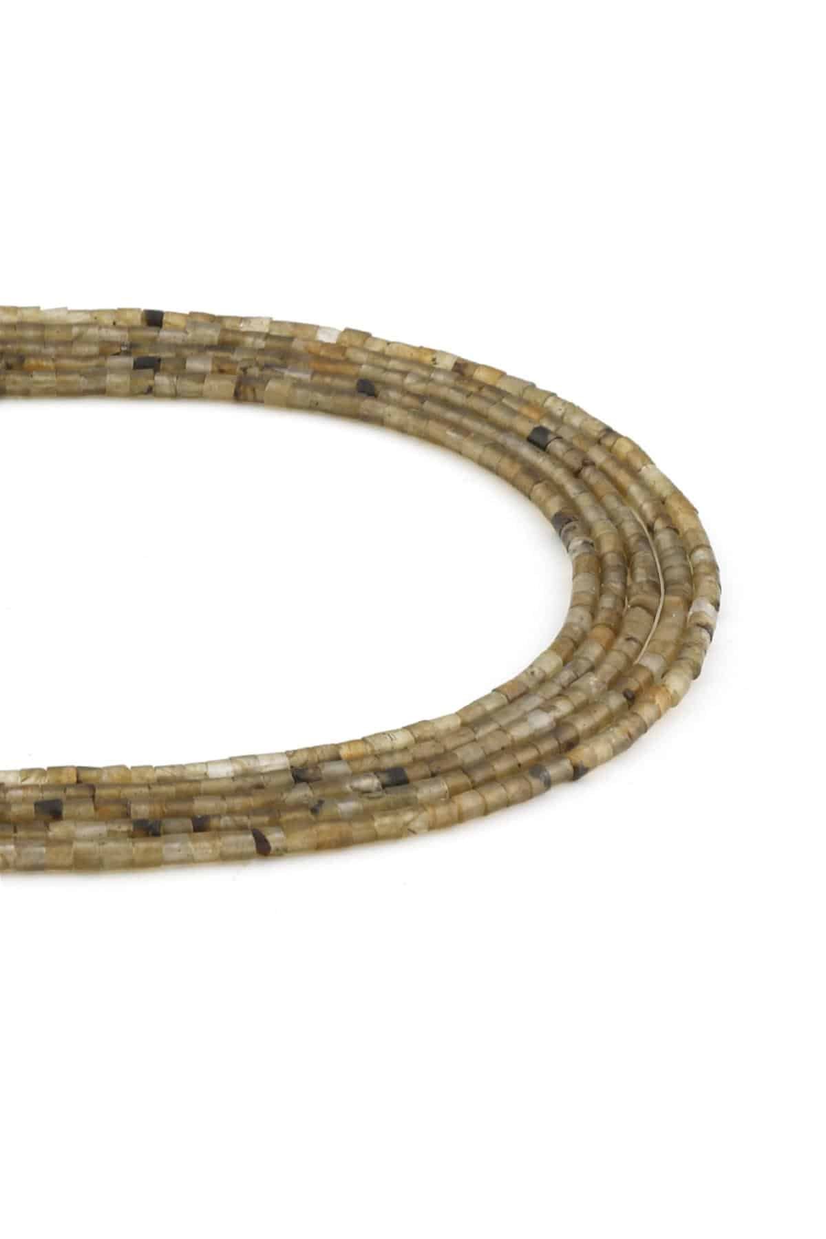 Labradorite Natural Stone Cylinder Cut 2x2mm String Of Beads