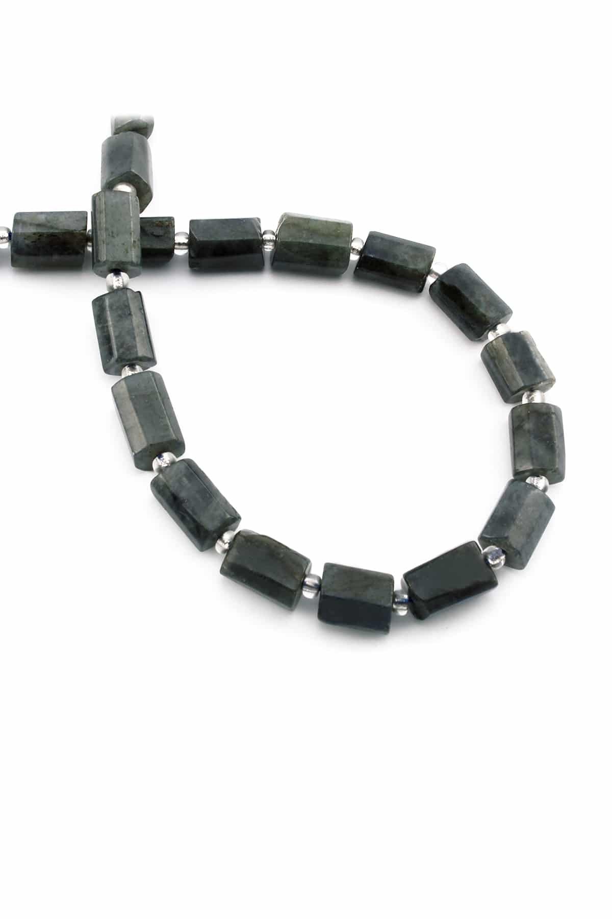 Labradorit Doğal Taş Silindir Kesim 7x12mm Dizi