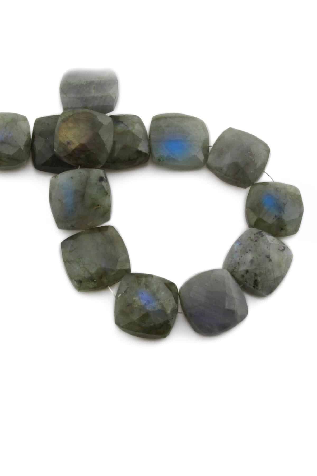 Labradorite Natural Stone Flat Square Crystal Cut 15x7mm String Of Beads [AA]