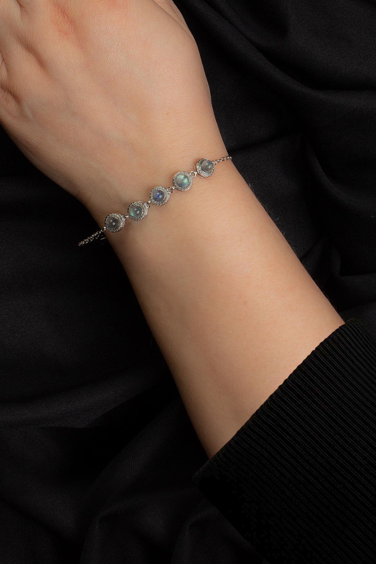 Labradorit Doğal Taş Zincir Bileklik