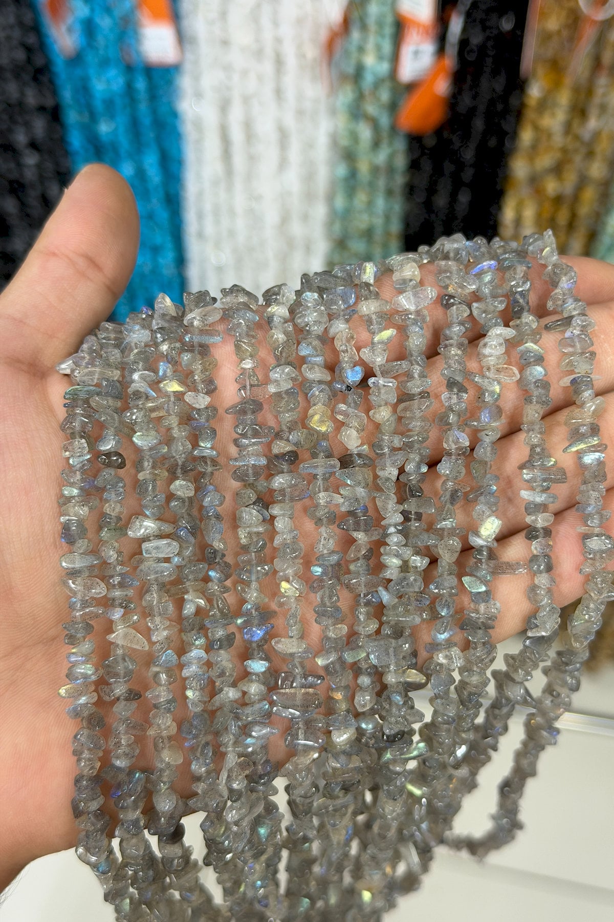 Labradorit Kırık Taş Mini Boy 3x5mm Doğal Taş Dizi