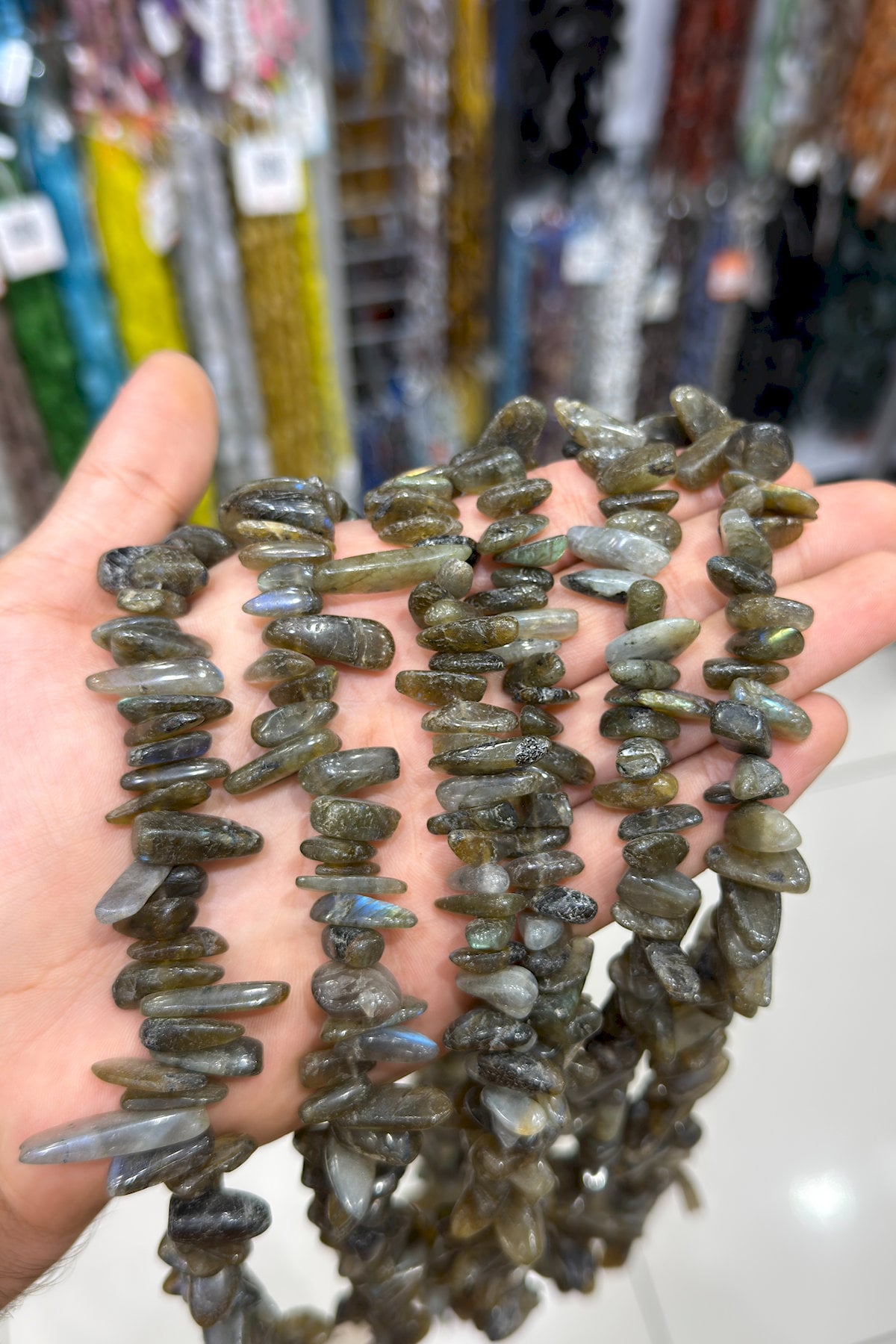 Labradorite Natural Stone Tooth Cut 18x6mm String Of Beads