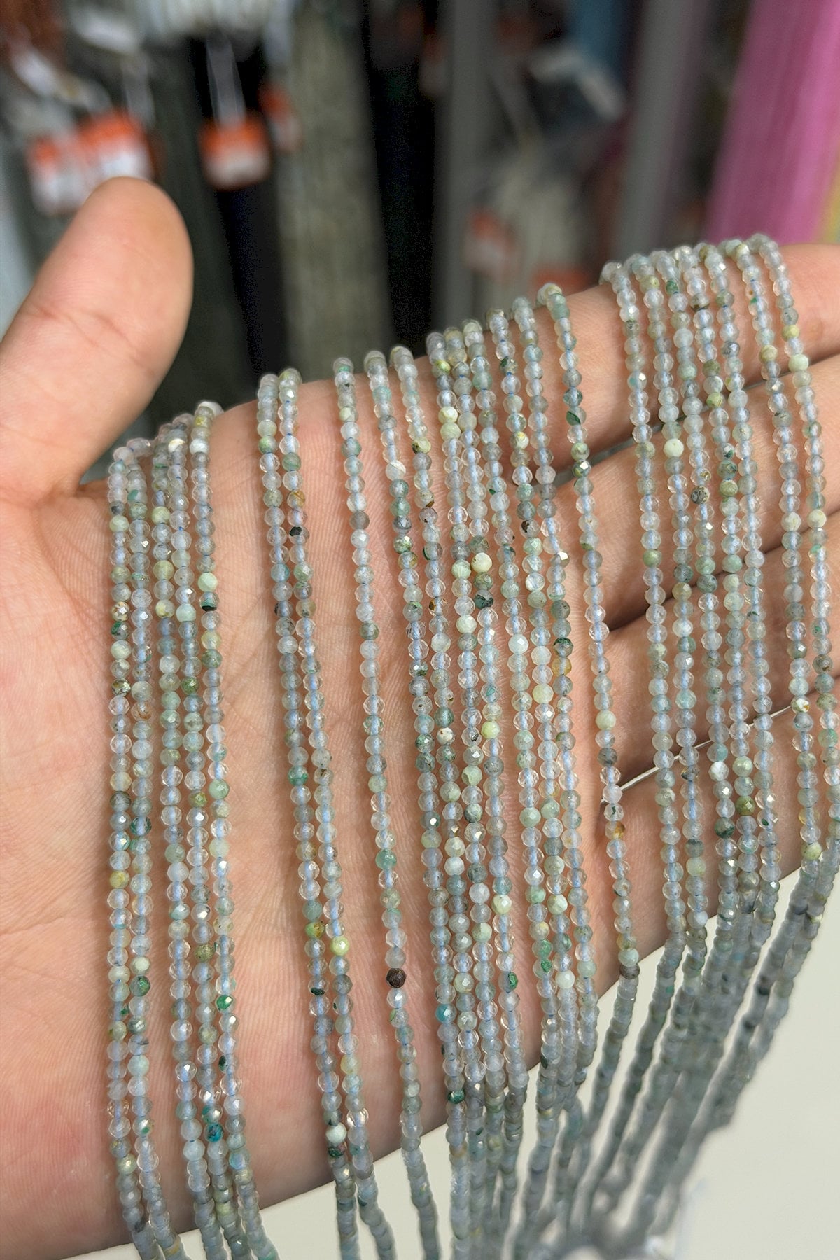 Labradorit Doğal Taş Faset Küre Kesim 2mm Dizi