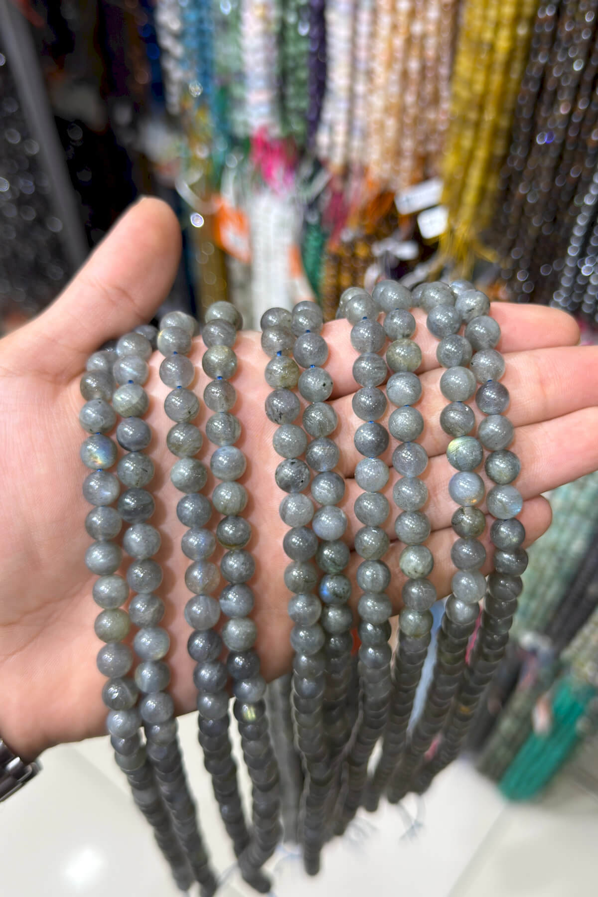 Labradorit Taşı Küre Kesim 8mm Doğal Taş Dizi