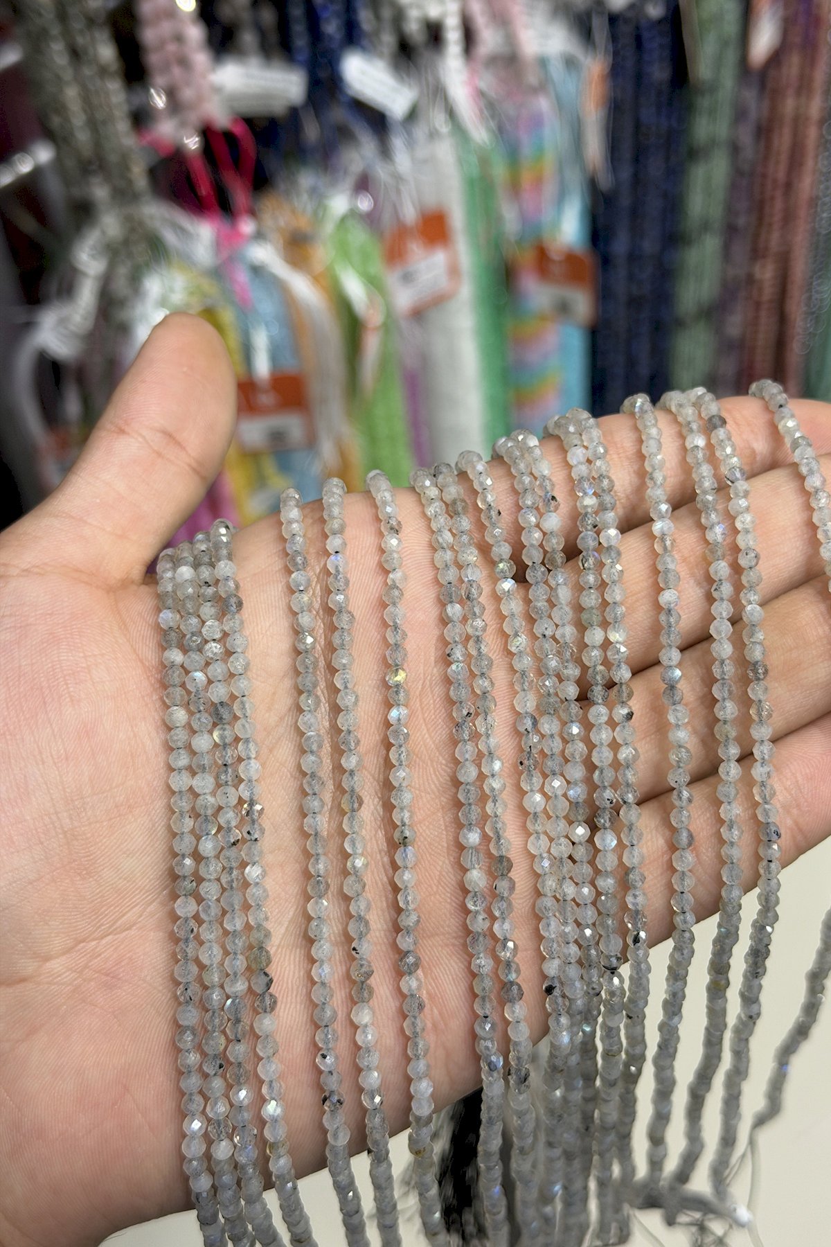 Labradorit Taşı Küre Kristal Kesim Parlak 3mm Doğal Taş Dizi [AA]