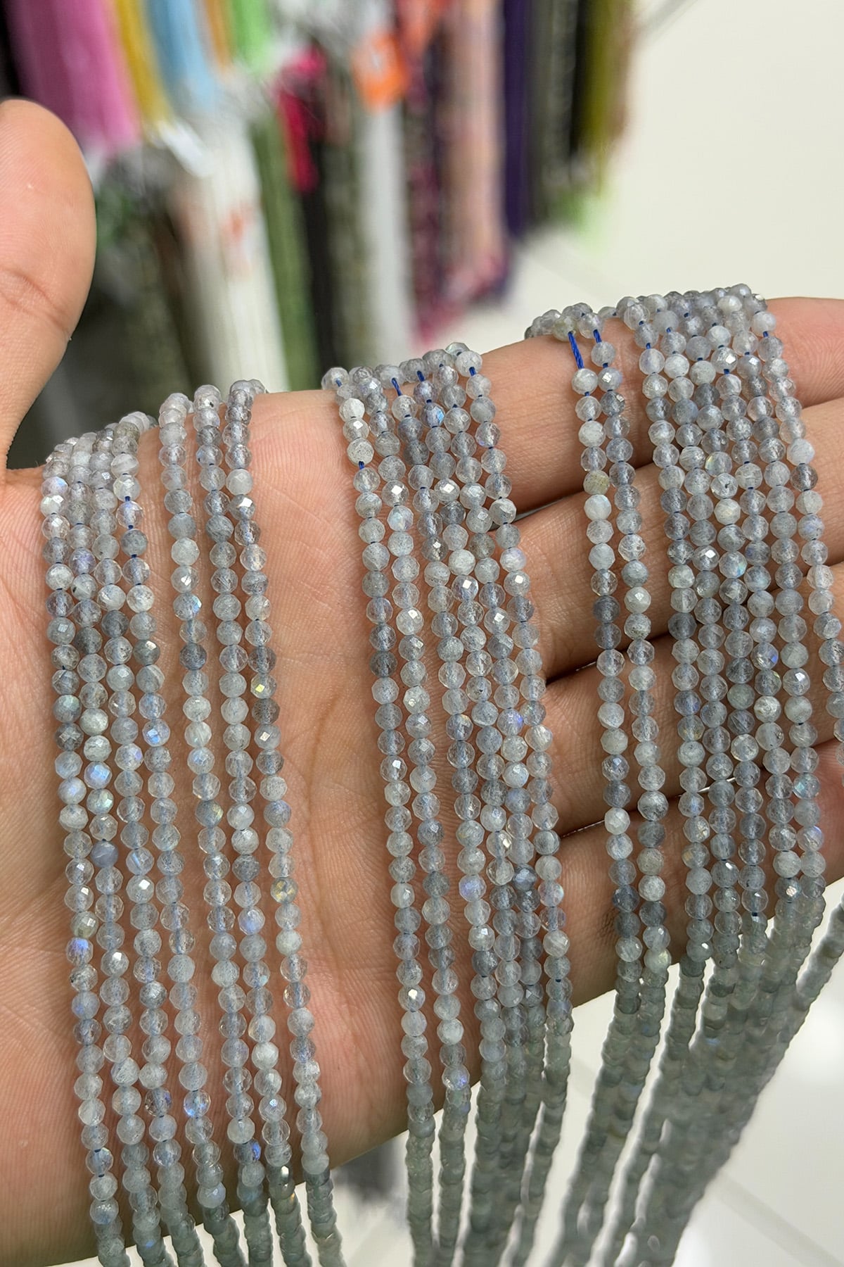 Labradorit Taşı Küre Kristal Kesim Parlak 3mm Doğal Taş Dizi [AA]