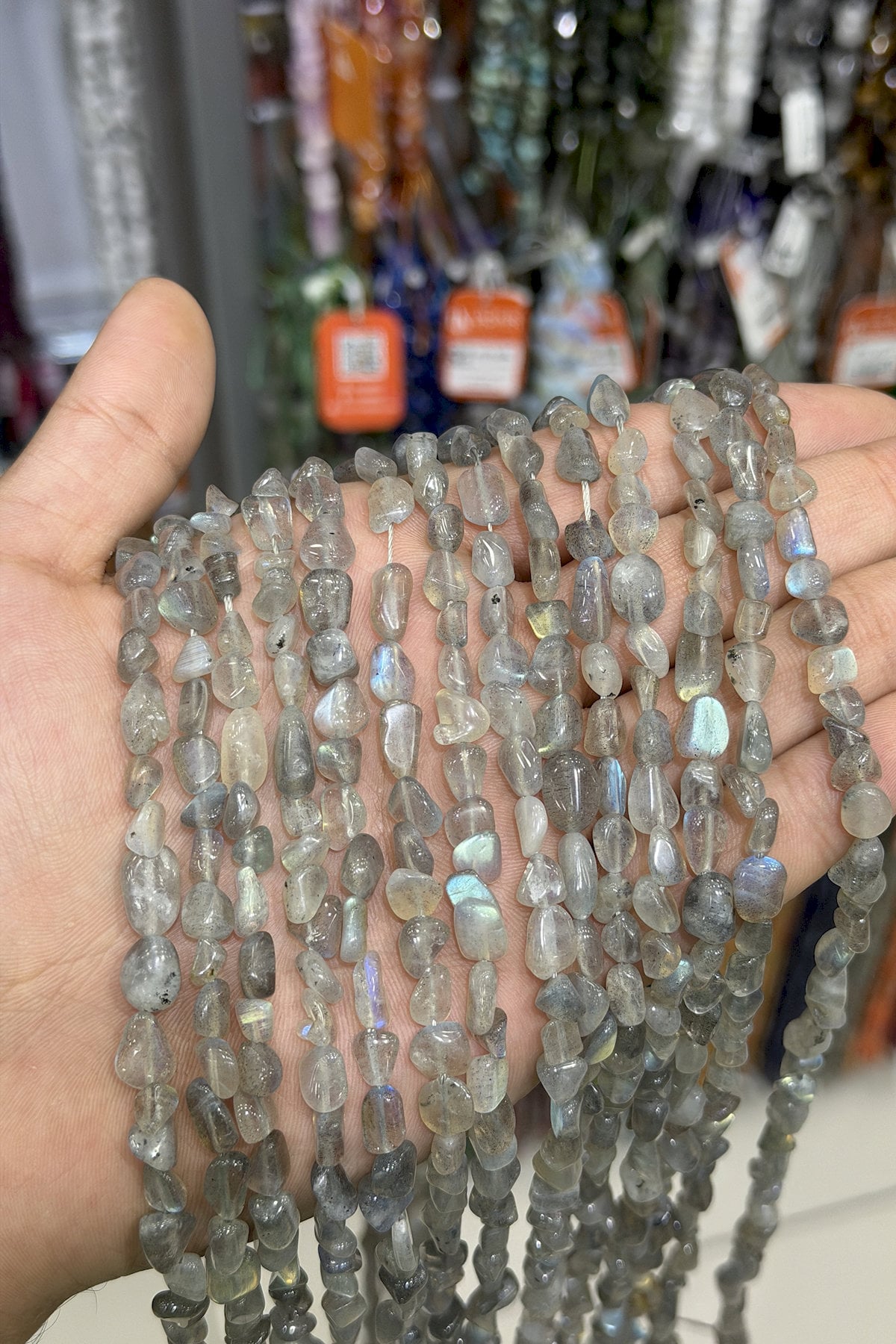 Labradorit Doğal Taş Parlak Tımbıl Kesim 6x8mm Dizi [AA]