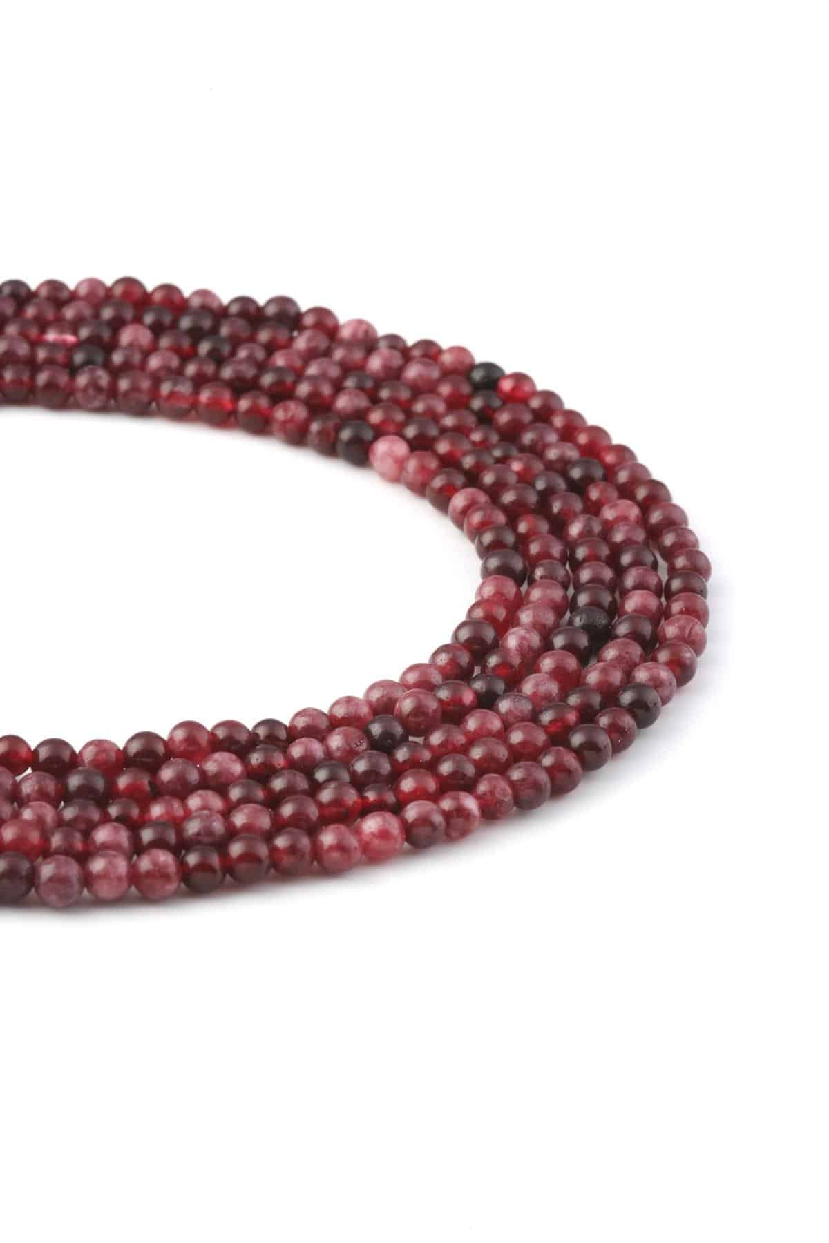 Garnet Taşı Küre Kesim Parlak 4mm Doğal Taş Dizi