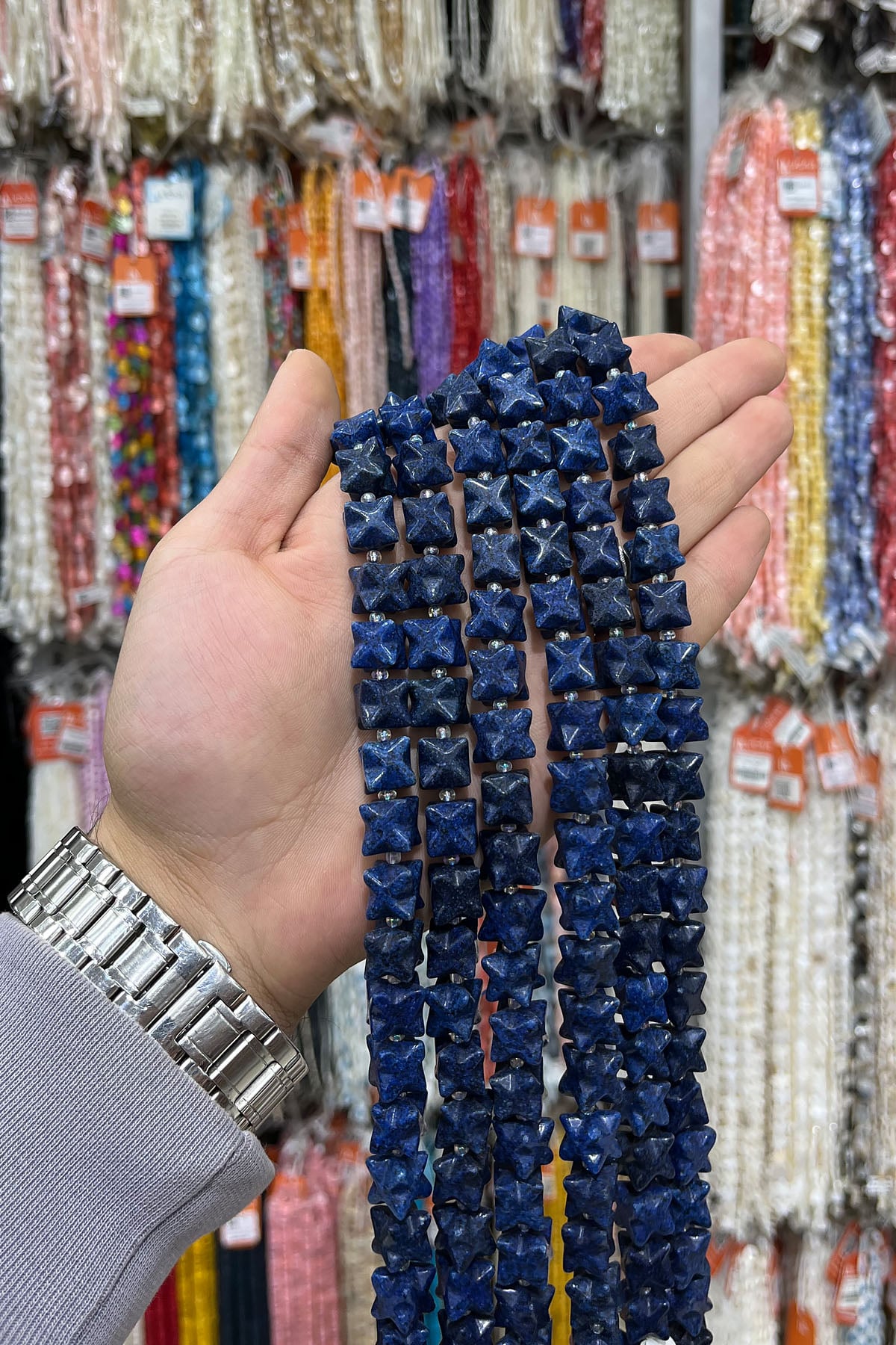 Lapis Lazuli Doğal Taş Küp Yıldız Kesim 10x10mm Dizi