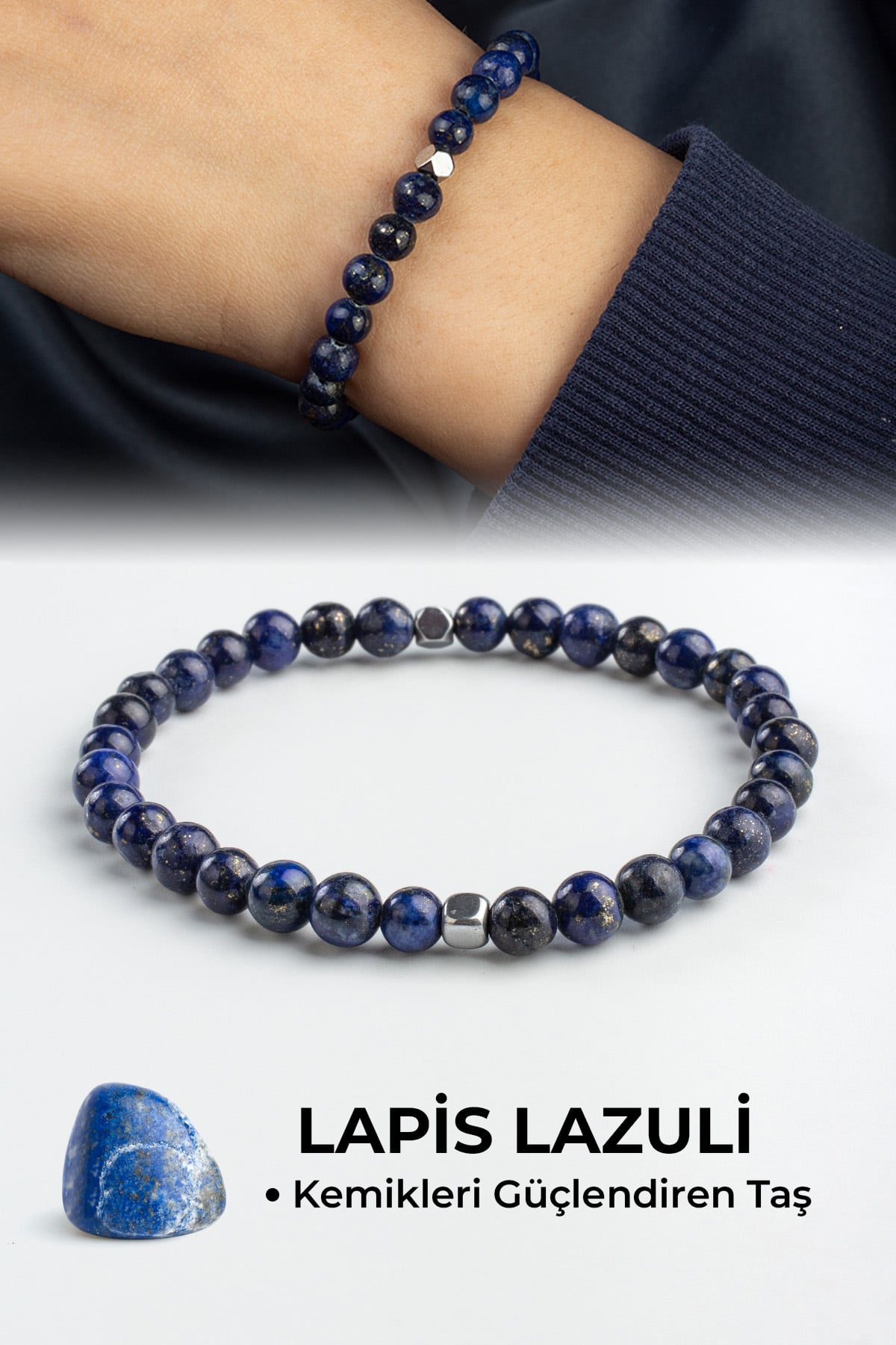 Lapis Lazuli Doğal Taş Küre Kesim 6mm Bileklik