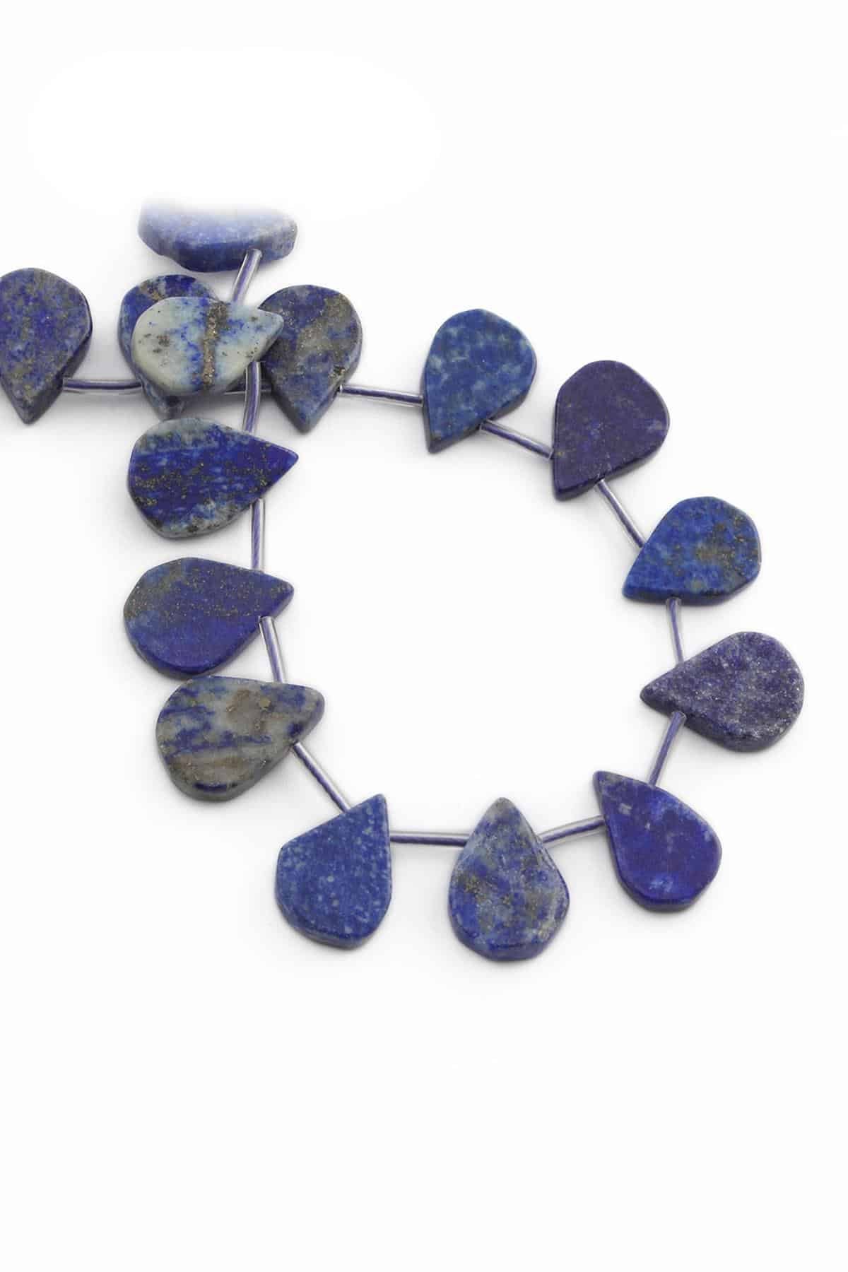 Lapis Lazuli Taşı Damla Kesim Parlak Lacivert 16x12mm Doğal Taş Dizi [AA]